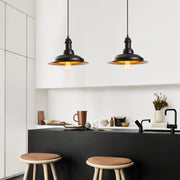 Candeeiro de Teto Industrial Moderno – 62 x 30 cm – Preto e Dourado – Ferro