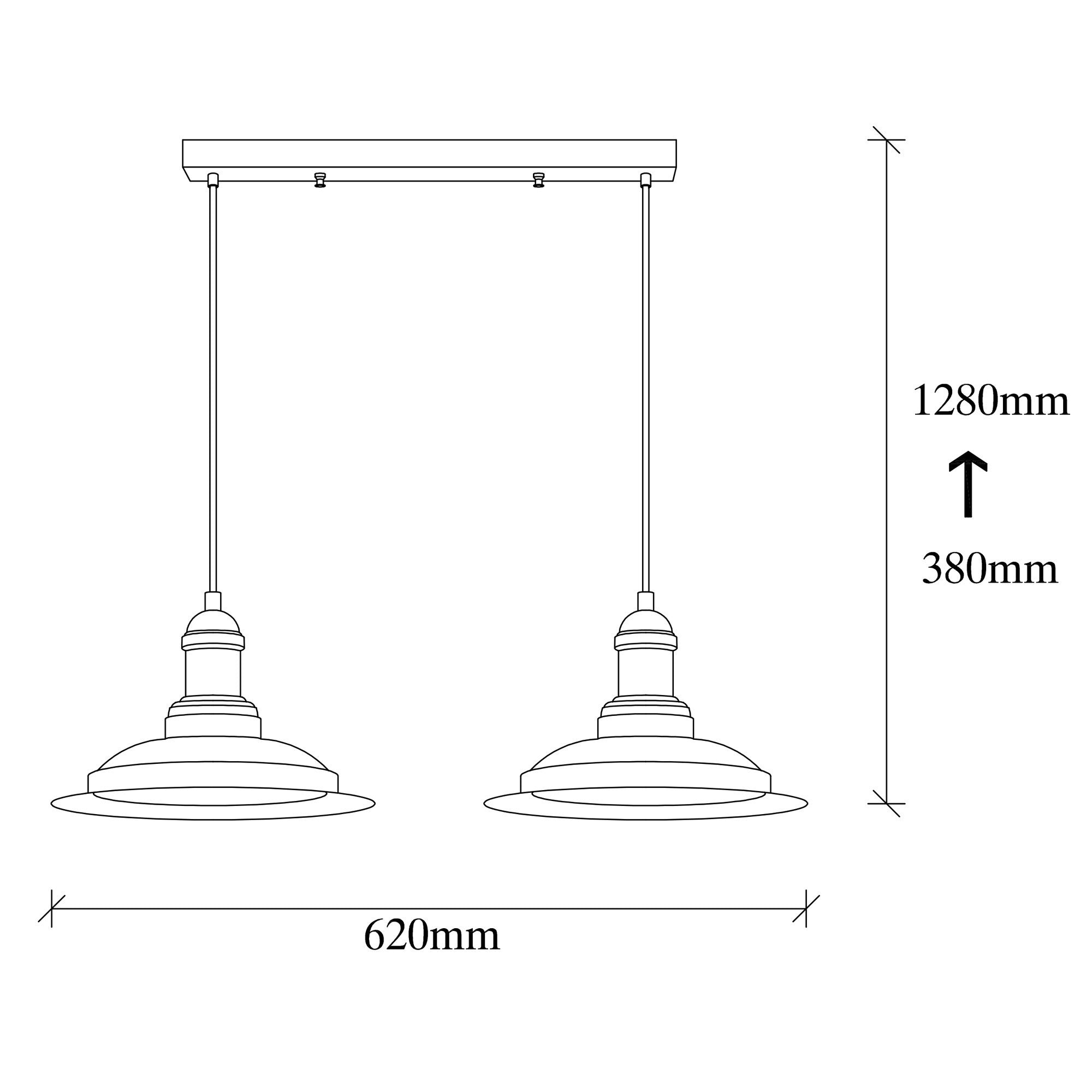 Candeeiro de Teto Industrial Moderno – 62 x 30 cm – Preto e Dourado – Ferro