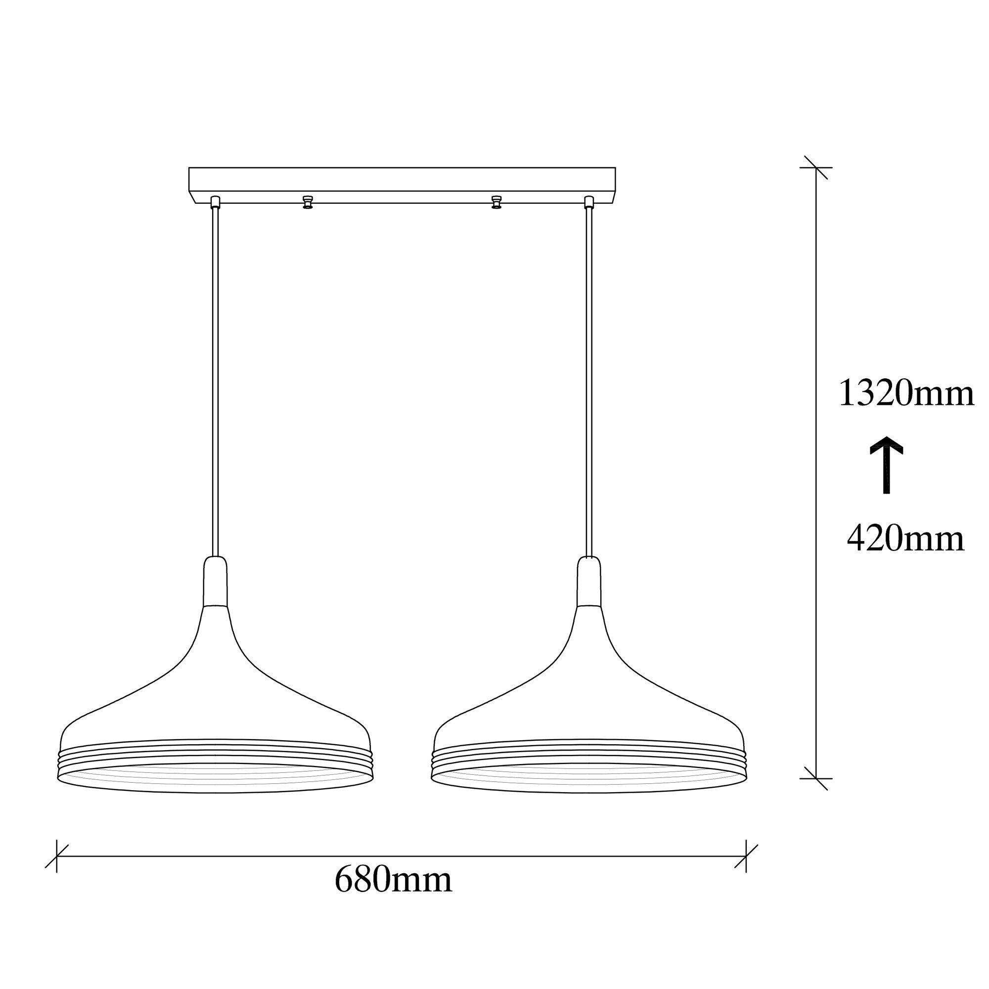 Candeeiro de Teto moderno – 68 x 36 cm – Preto e dourado – Metal