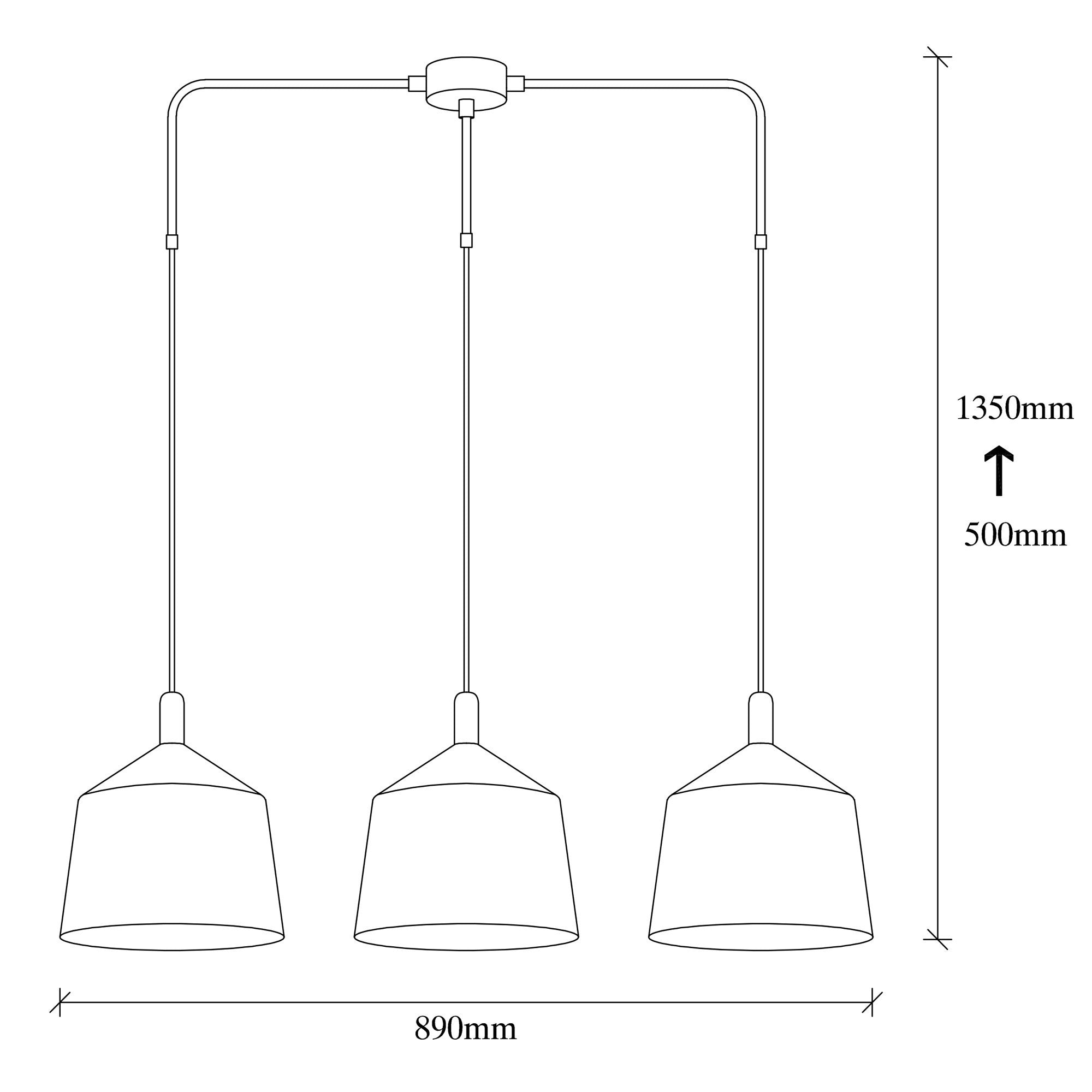 Candeeiro de Teto Industrial Moderno, Preto e Dourado, 89 x 25 cm | Altura Ajustável, 3 x E27 máx. 40 W | Iluminação Elegante para Casa e Escritório