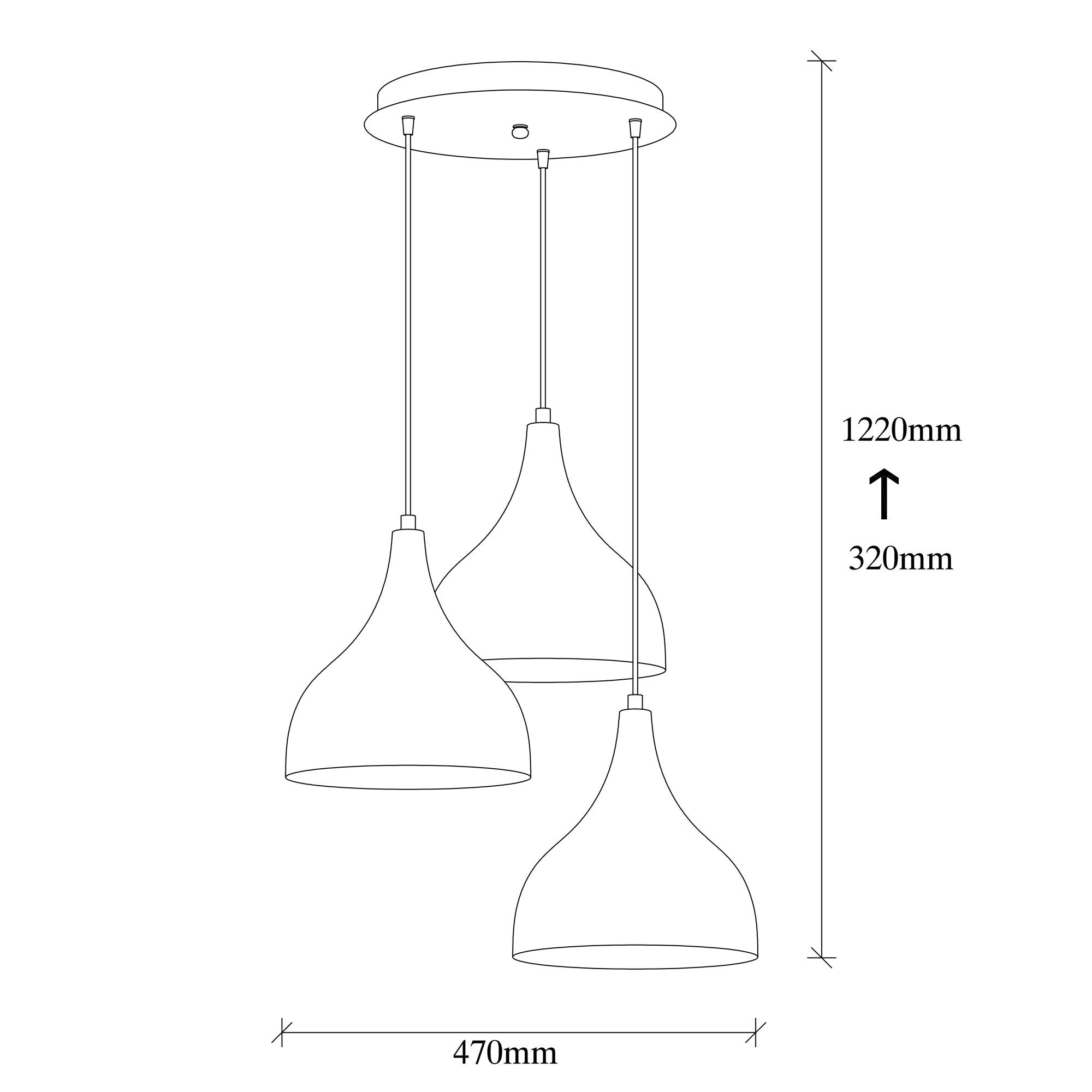 Candeeiro de Teto moderno – 47 x 16 cm – Cobre e Preto – Metal