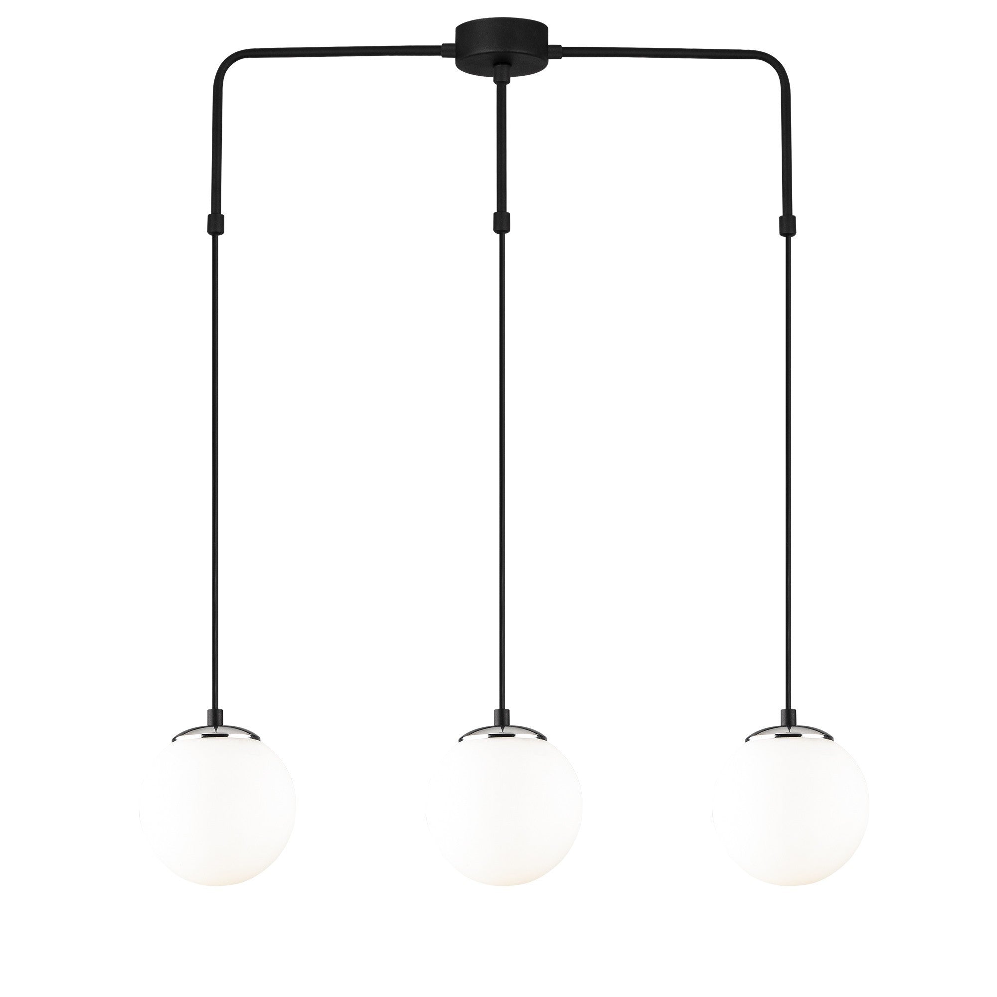 Candeeiro de Teto moderno preto e branco, corpo de metal, altura ajustável 125 cm, 80 x 15 cm | 3 soquetes E27, design escandinavo, inclui instruções de instalação