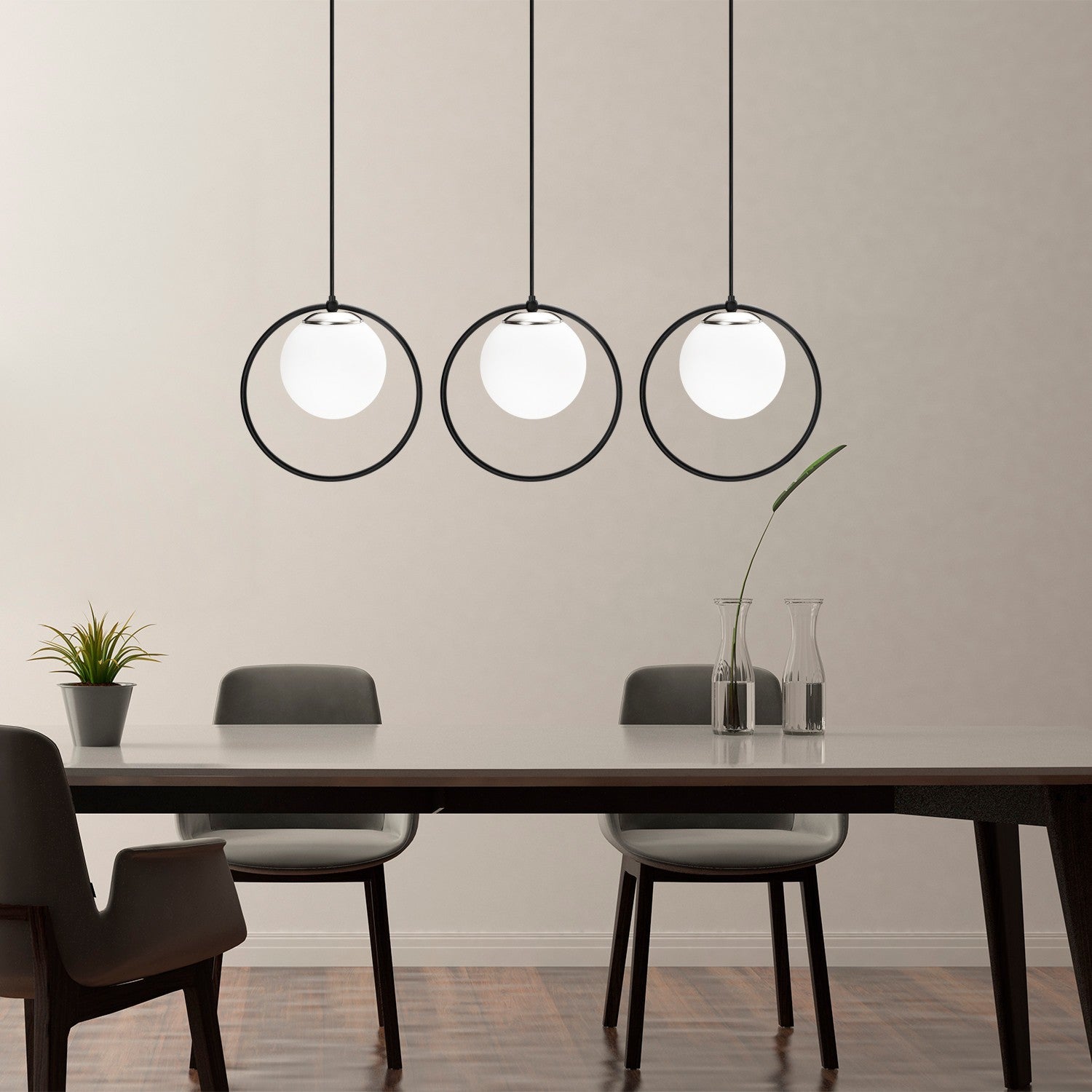 Candeeiro de Teto Industrial Moderno, Preto e Branco, 90 x 15 cm | Altura Ajustável, Corpo em Metal, 3 Soquetes E27 | Iluminação Elegante para Casa e Escritório
