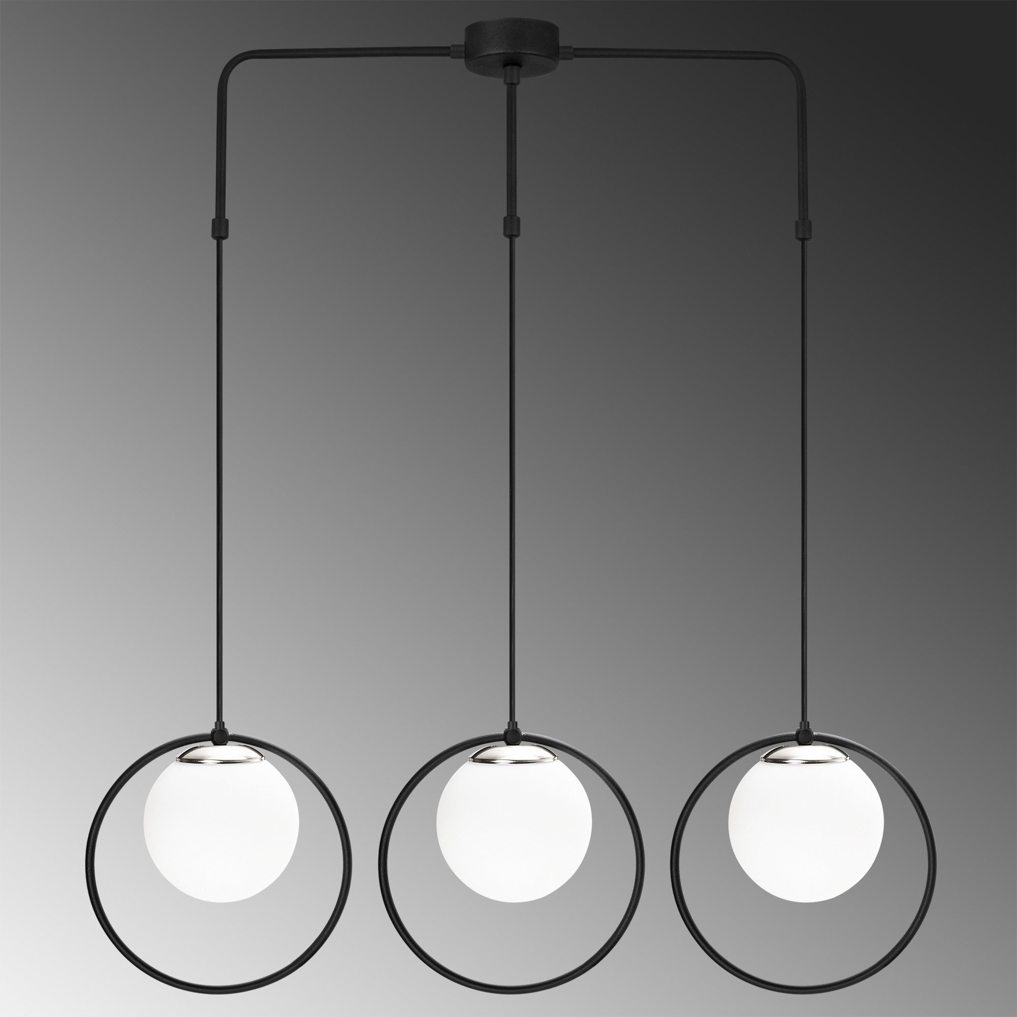 Candeeiro de Teto Industrial Moderno, Preto e Branco, 90 x 15 cm | Altura Ajustável, Corpo em Metal, 3 Soquetes E27 | Iluminação Elegante para Casa e Escritório