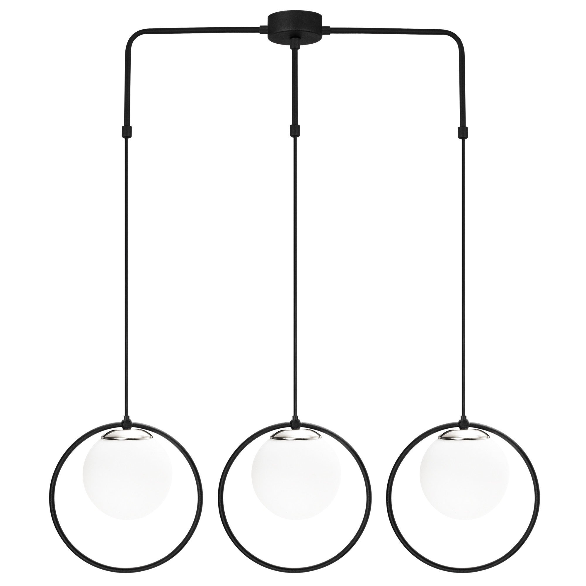 Candeeiro de Teto Industrial Moderno, Preto e Branco, 90 x 15 cm | Altura Ajustável, Corpo em Metal, 3 Soquetes E27 | Iluminação Elegante para Casa e Escritório