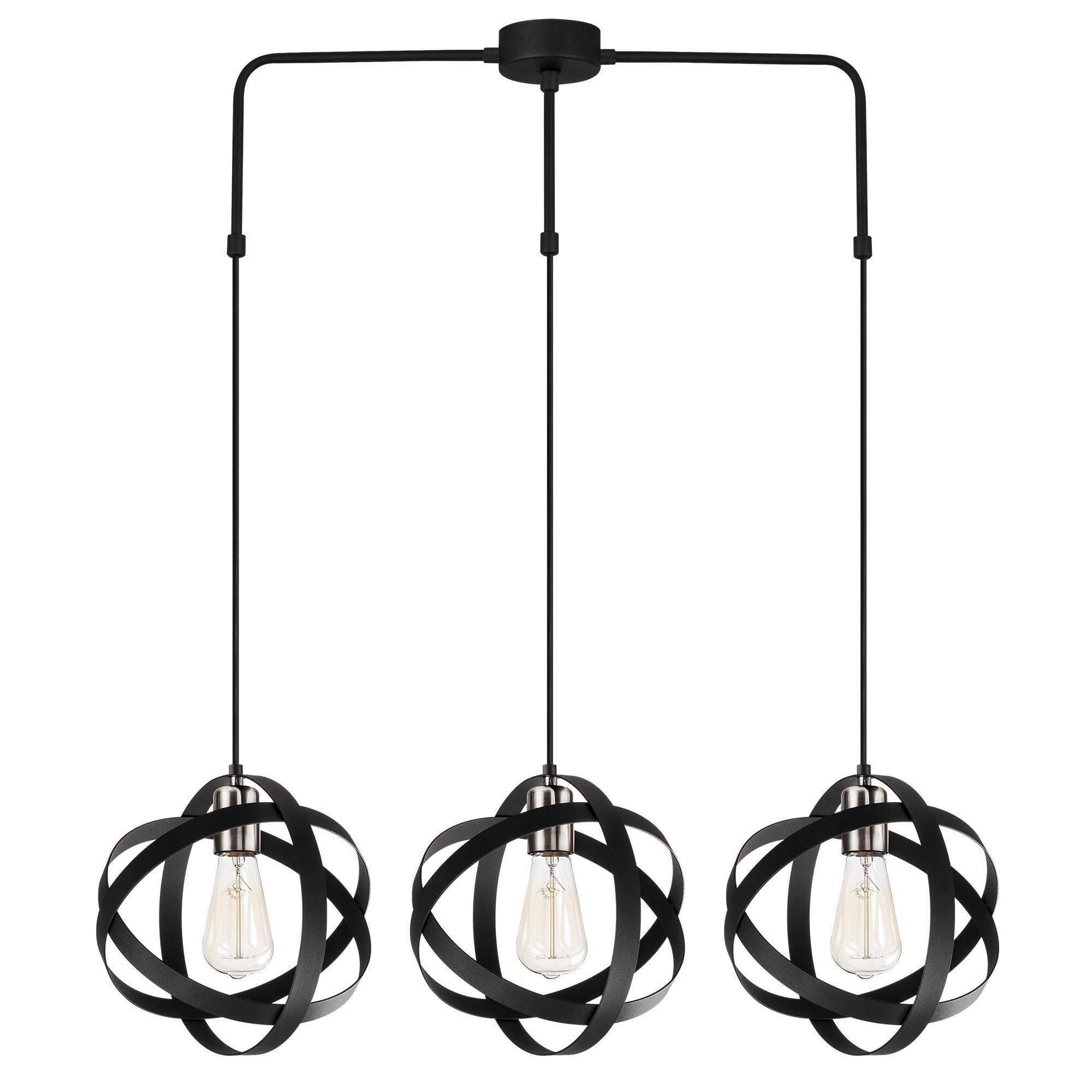 Candeeiro de Teto preto moderno, corpo de metal, 89 x 25 cm, altura 100 cm, ajustável, 3 x E27 máx. 40 W, inclui instruções de instalação, design elegante para decoração de casa