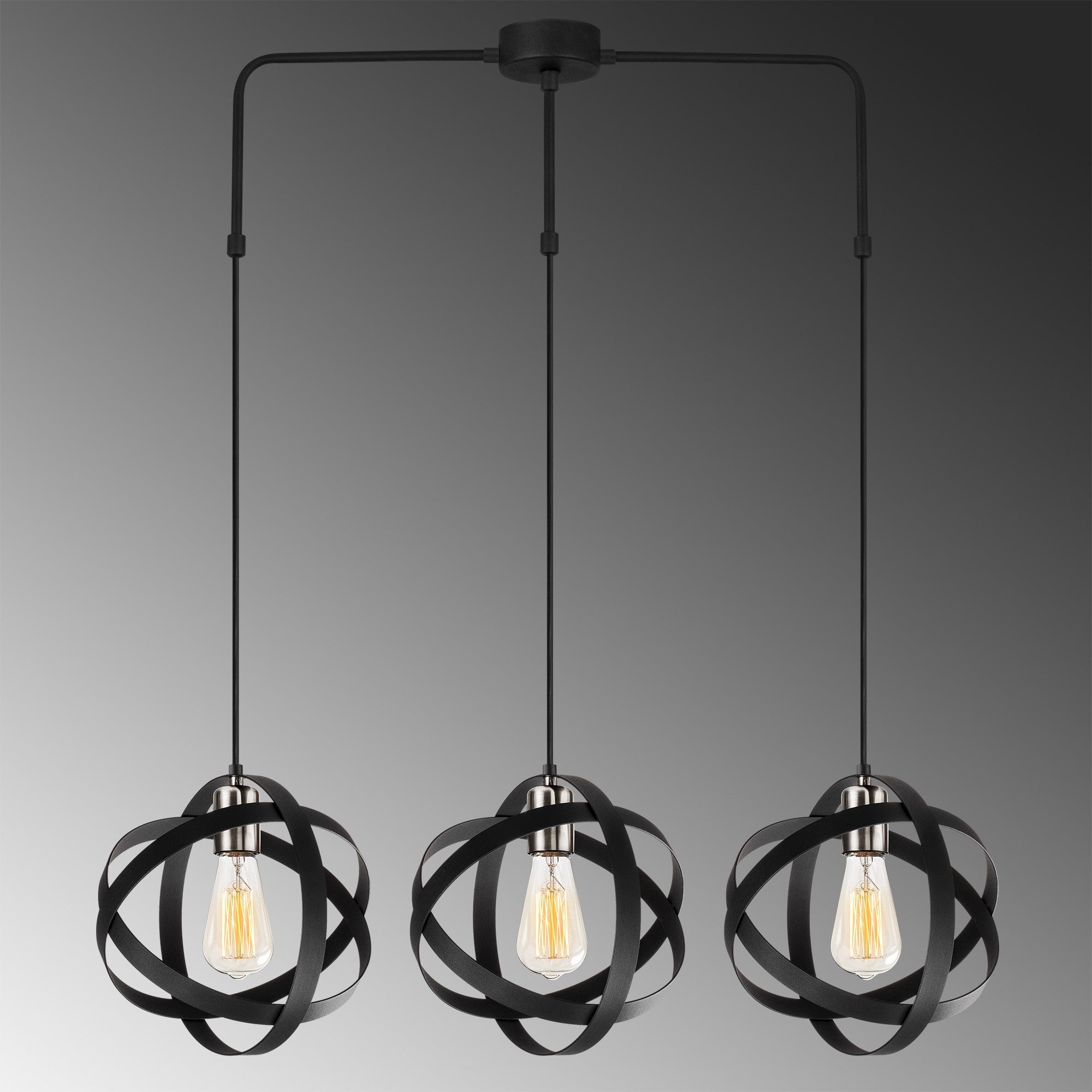 Candeeiro de Teto preto moderno, corpo de metal, 89 x 25 cm, altura 100 cm, ajustável, 3 x E27 máx. 40 W, inclui instruções de instalação, design elegante para decoração de casa