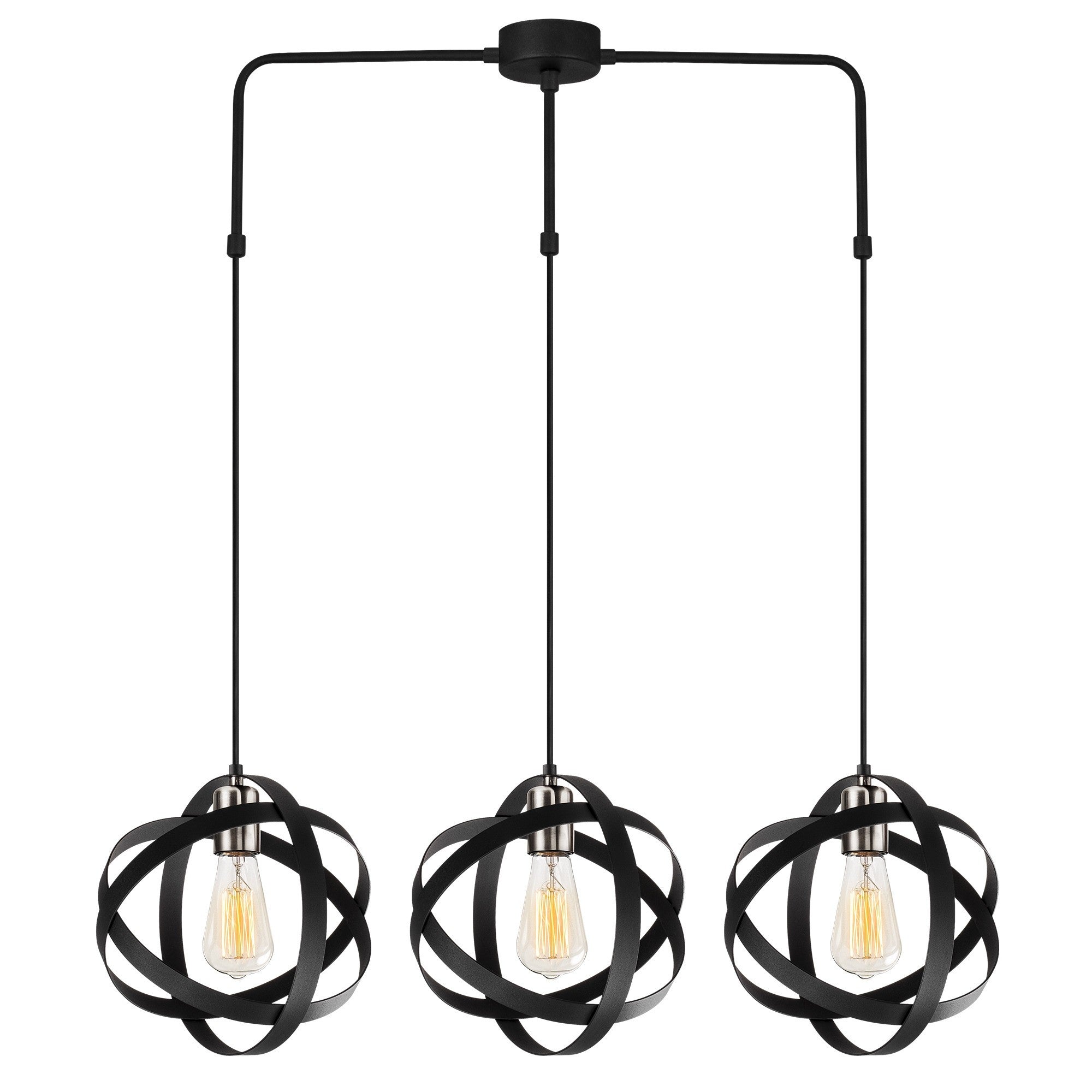 Candeeiro de Teto preto moderno, corpo de metal, 89 x 25 cm, altura 100 cm, ajustável, 3 x E27 máx. 40 W, inclui instruções de instalação, design elegante para decoração de casa