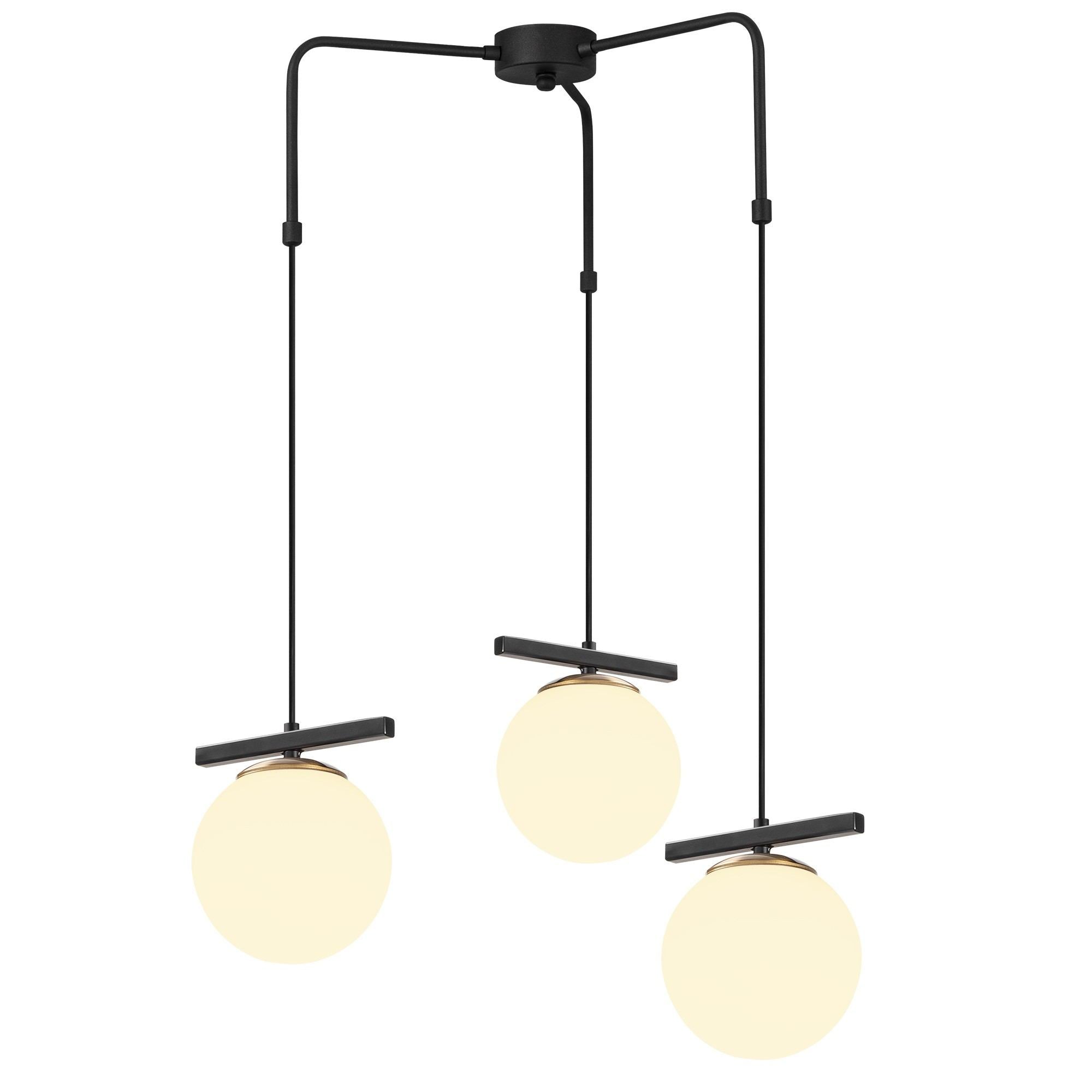 Candeeiro de Teto industrial moderno, corpo de ferro, 57x57 cm, altura ajustável, design preto e branco, 3 soquetes E27, perfeito para decoração escandinava