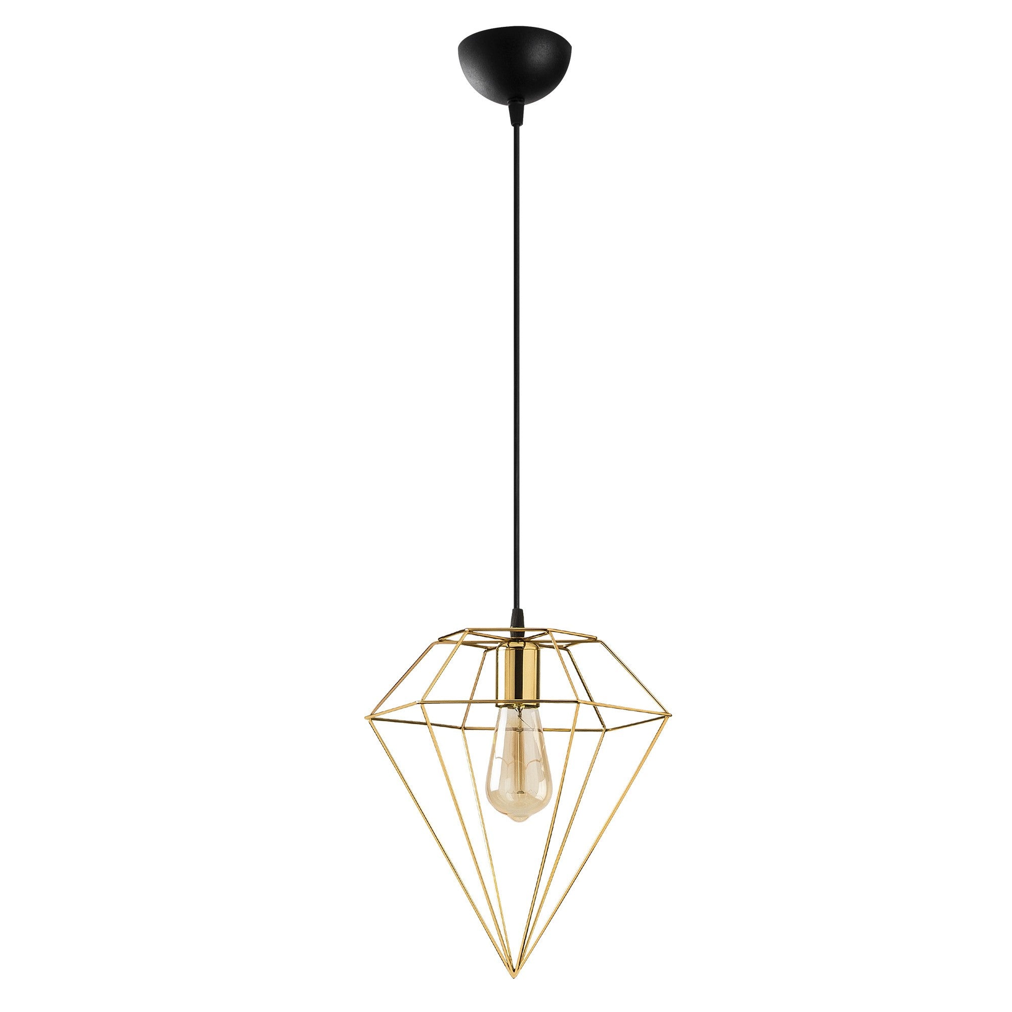 Candeeiro de Teto Dourado Elegante, 30 x 30 cm, Altura 128 cm | Corpo de Ferro, Altura Ajustável, Soquete E27, IP20 | Perfeito para Decoração e Iluminação Glamourosa