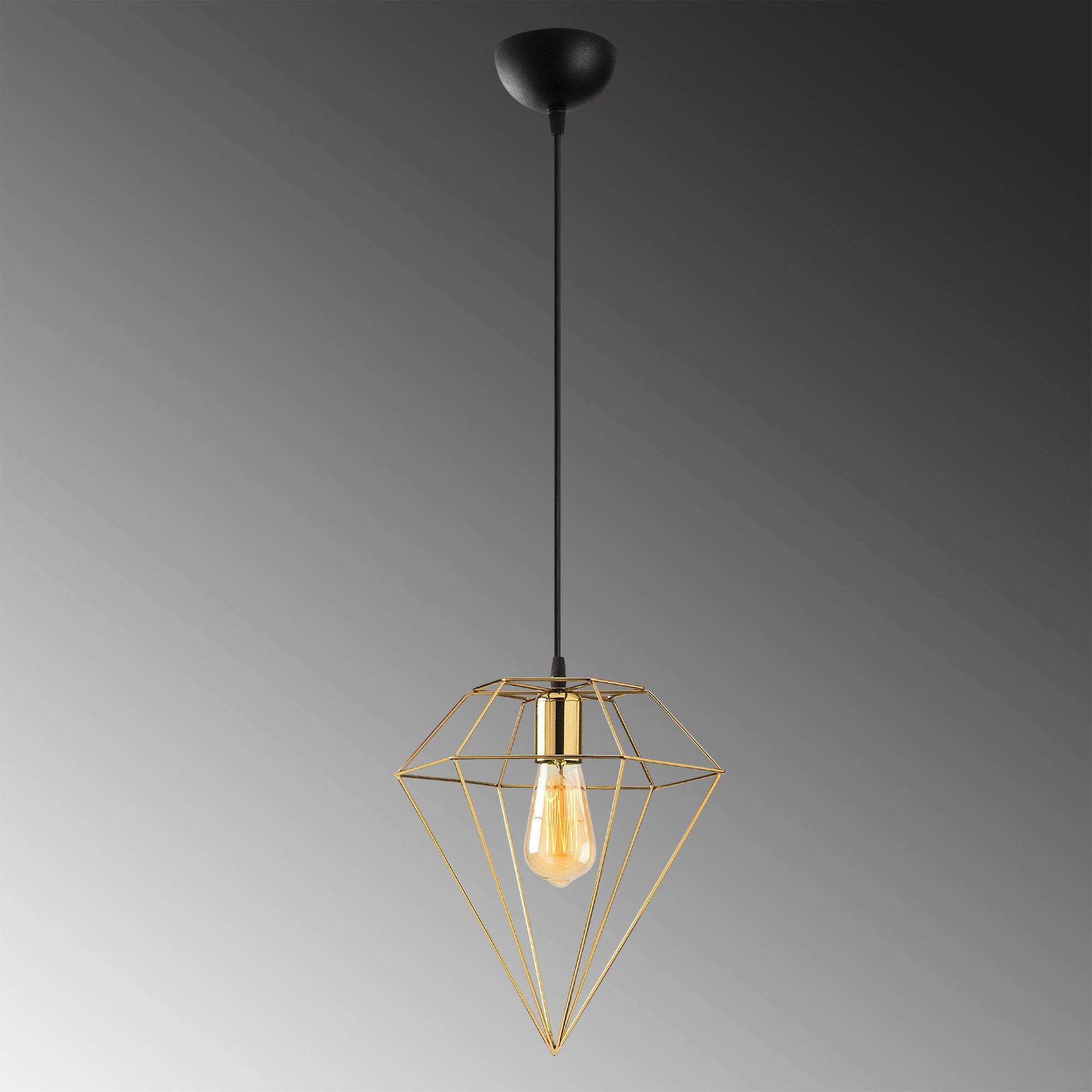 Candeeiro de Teto Dourado Elegante, 30 x 30 cm, Altura 128 cm | Corpo de Ferro, Altura Ajustável, Soquete E27, IP20 | Perfeito para Decoração e Iluminação Glamourosa