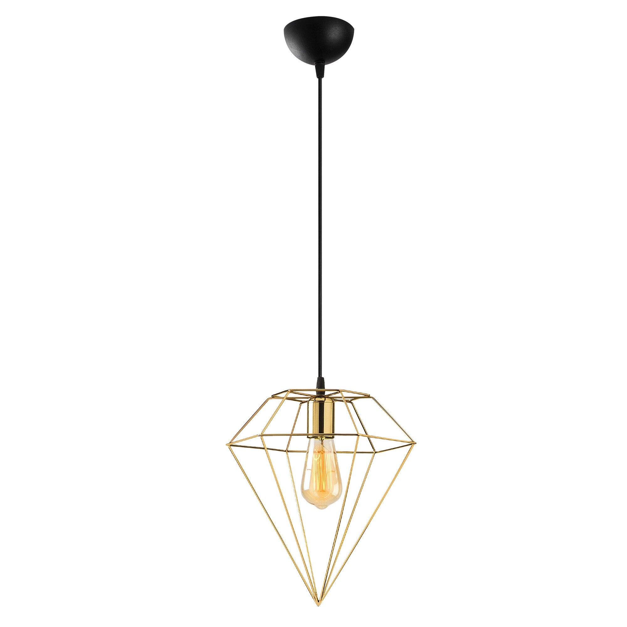 Candeeiro de Teto Dourado Elegante, 30 x 30 cm, Altura 128 cm | Corpo de Ferro, Altura Ajustável, Soquete E27, IP20 | Perfeito para Decoração e Iluminação Glamourosa