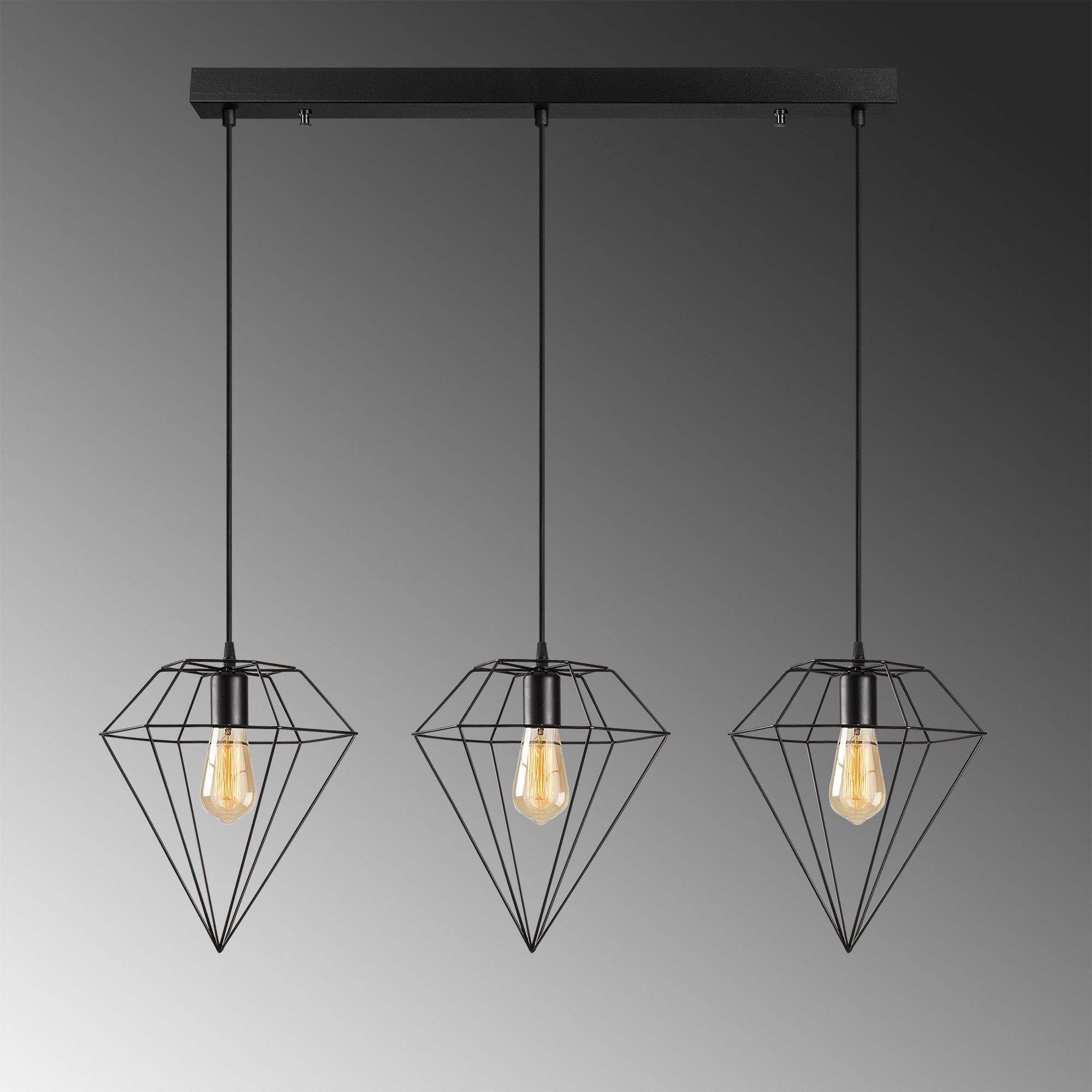 Candeeiro de Teto moderno preto, corpo de metal, 100 x 30 cm, altura 134 cm | Ajustável, 3 soquetes E27, IP20 | Design industrial elegante para casa e escritório