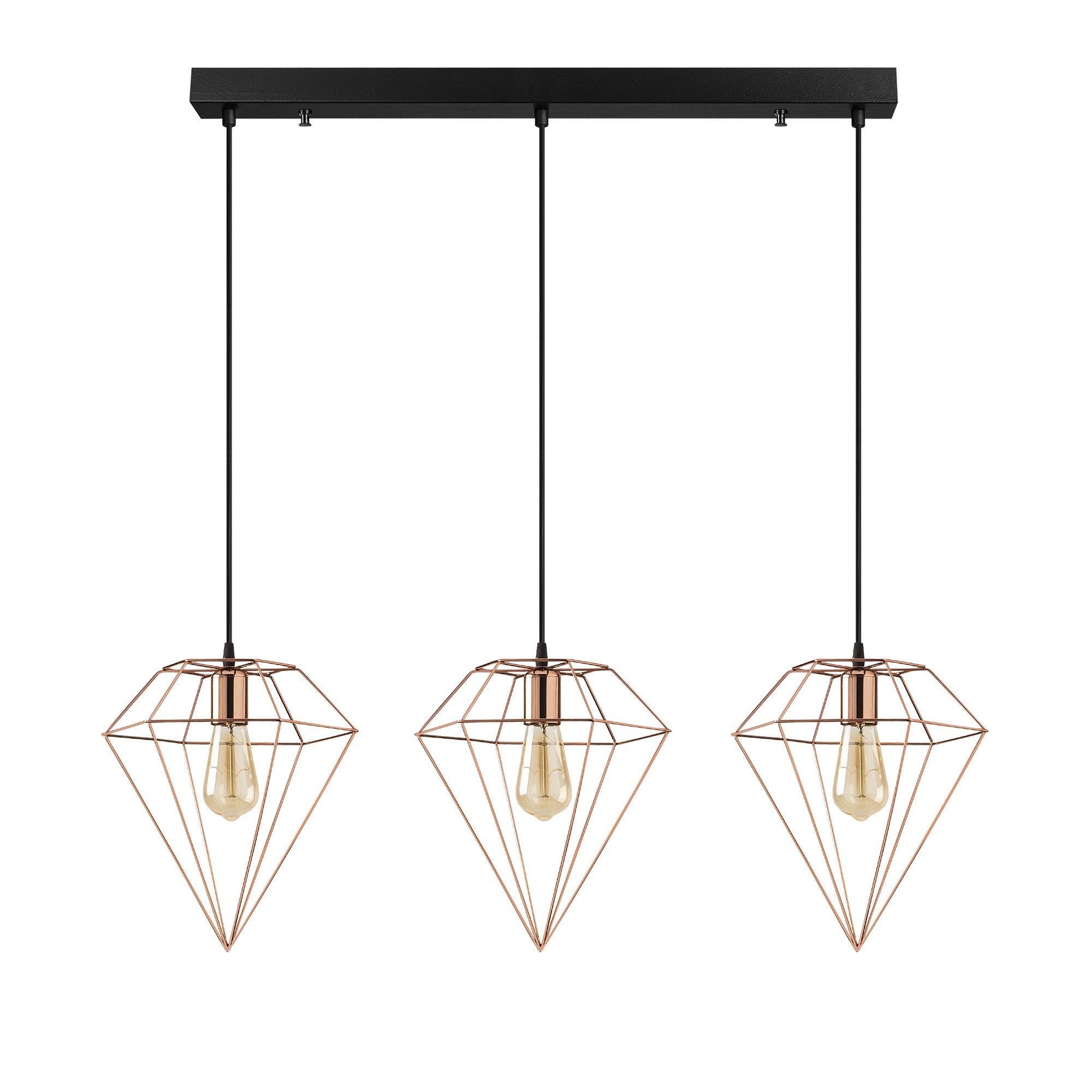 Candeeiro de Teto elegante de cobre, 100 x 30 cm, altura 134 cm | Ajustável, 3 x E27 máx. 40 W | Corpo de ferro elegante, perfeito para decoração de casa glamorosa