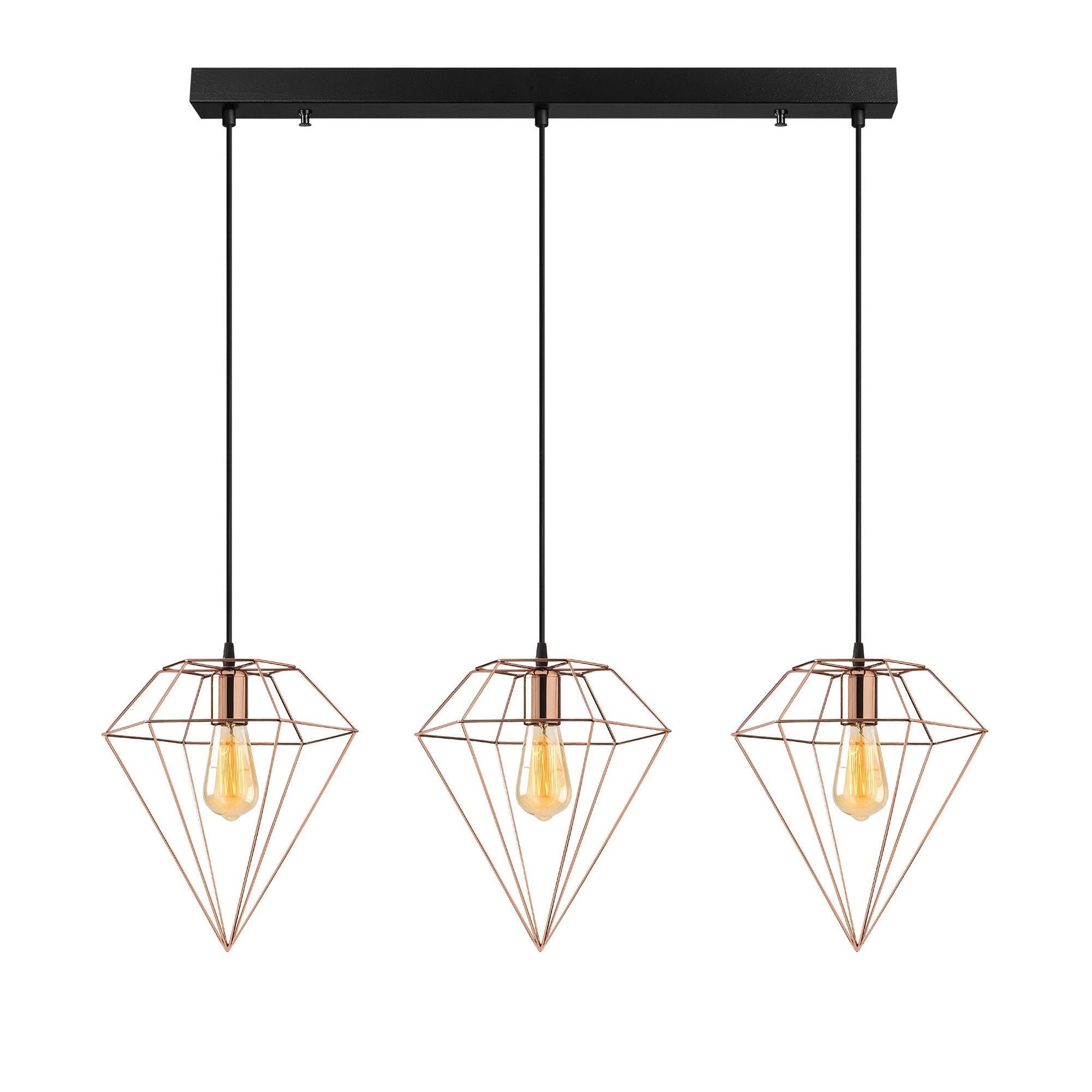 Candeeiro de Teto elegante de cobre, 100 x 30 cm, altura 134 cm | Ajustável, 3 x E27 máx. 40 W | Corpo de ferro elegante, perfeito para decoração de casa glamorosa