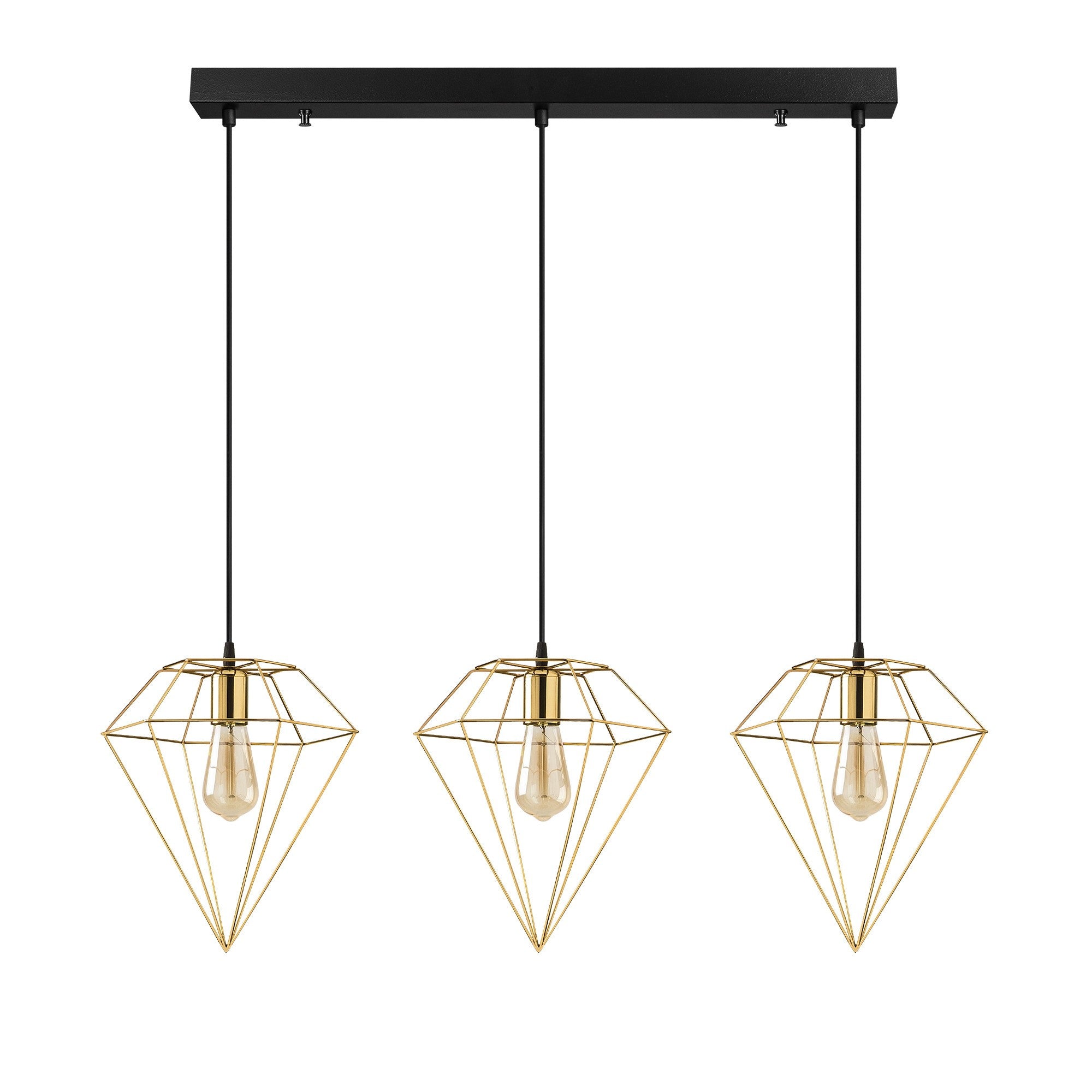 Candeeiro de Teto Dourado Elegante, Corpo em Ferro, 100 x 30 cm, Altura 134 cm, Ajustável, 3 x E27 Máx. 40 W, IP20 | Perfeito para Decoração e Iluminação Glamourosa
