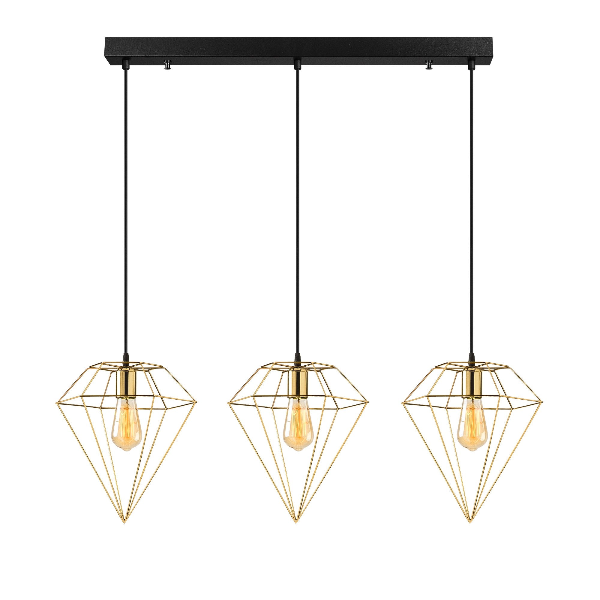 Candeeiro de Teto Dourado Elegante, Corpo em Ferro, 100 x 30 cm, Altura 134 cm, Ajustável, 3 x E27 Máx. 40 W, IP20 | Perfeito para Decoração e Iluminação Glamourosa