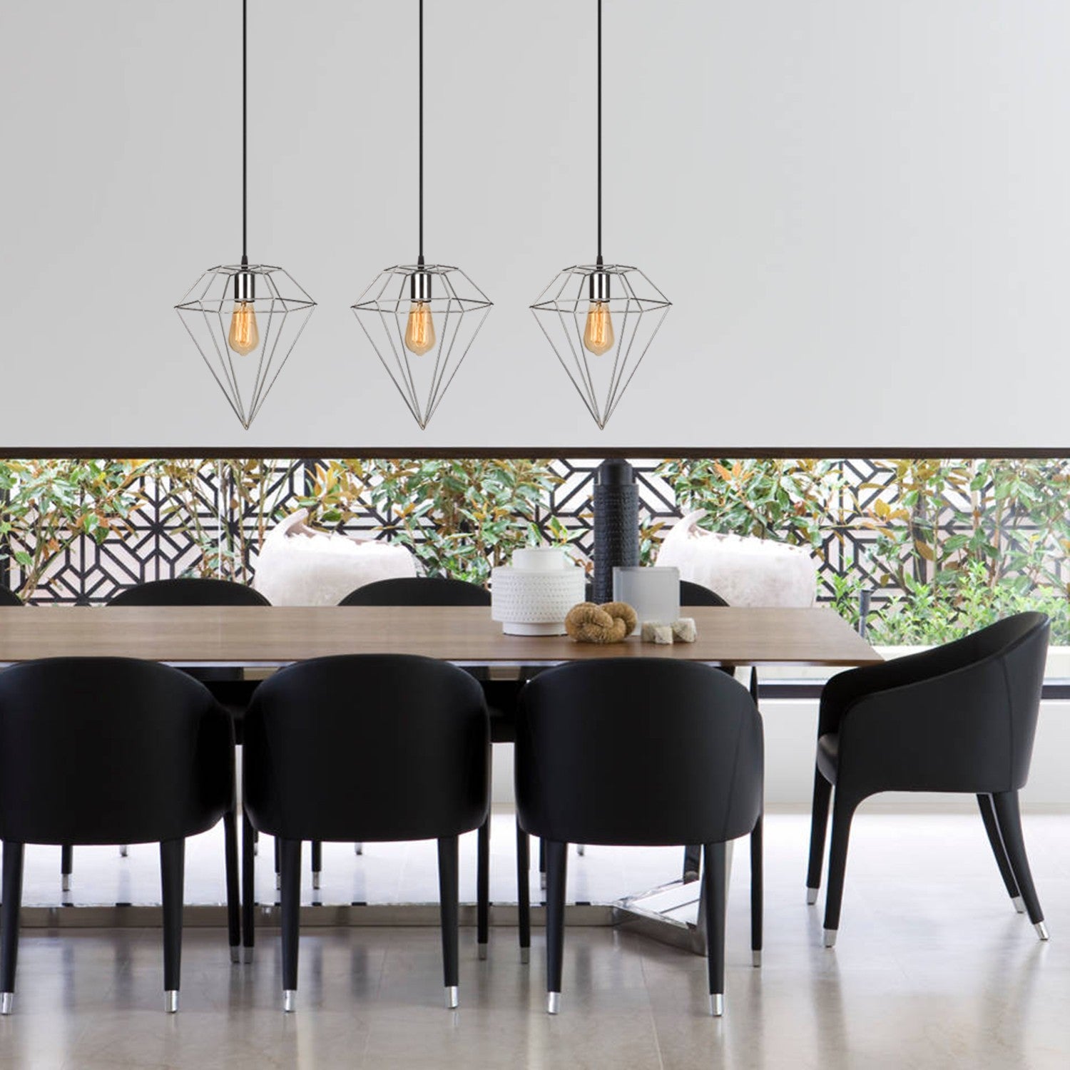 Candeeiro de Teto moderno cromado, 100 x 30 cm, altura ajustável de 134 cm | Corpo de metal, 3 soquetes E27, design industrial elegante para casa e escritório