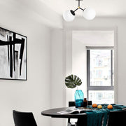 Candeeiro de Teto – 44 x 15 cm – preto e branco – metal e vidro