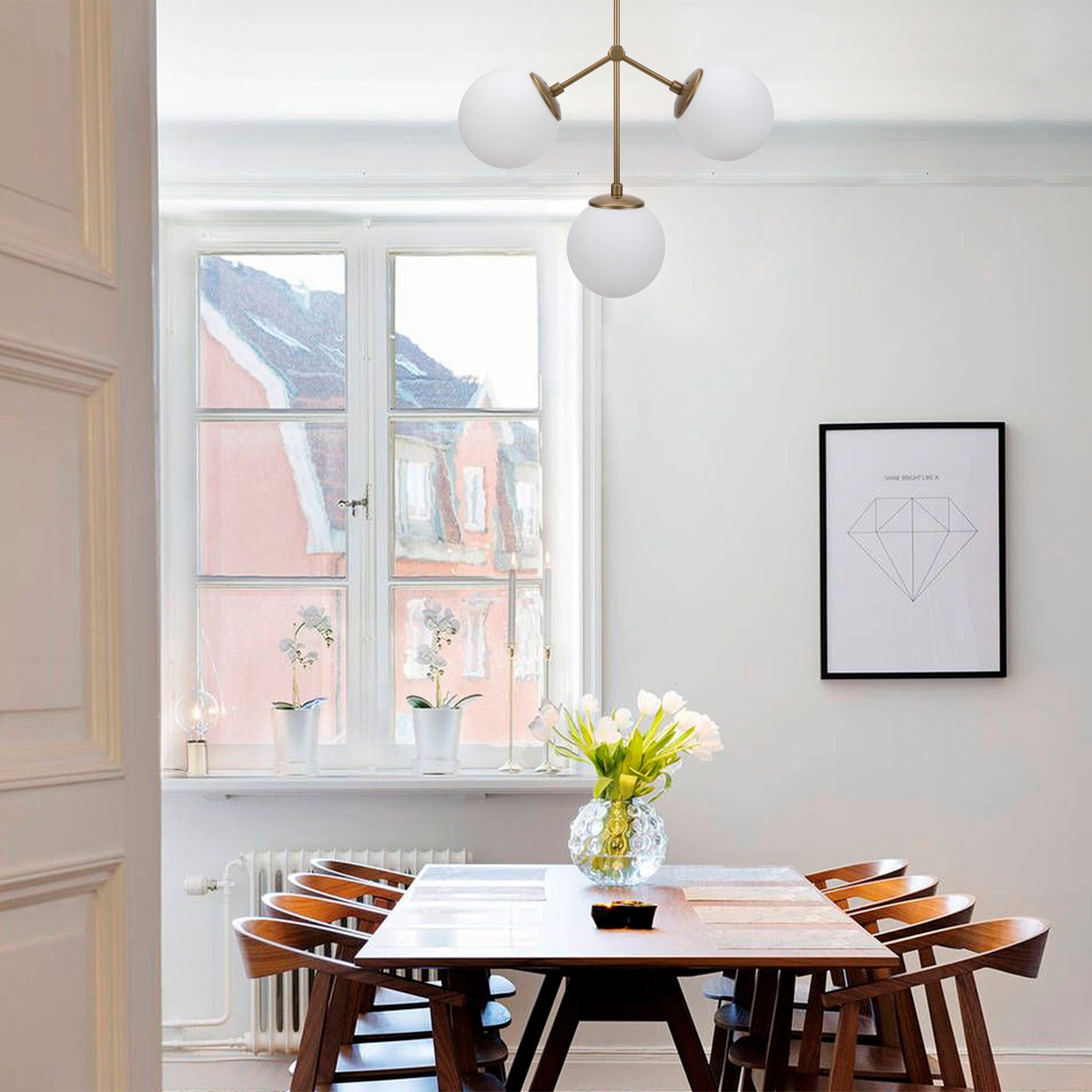 Candeeiro de Teto – 43 x 15 cm – Amarelo e Branco – Metal e Vidro