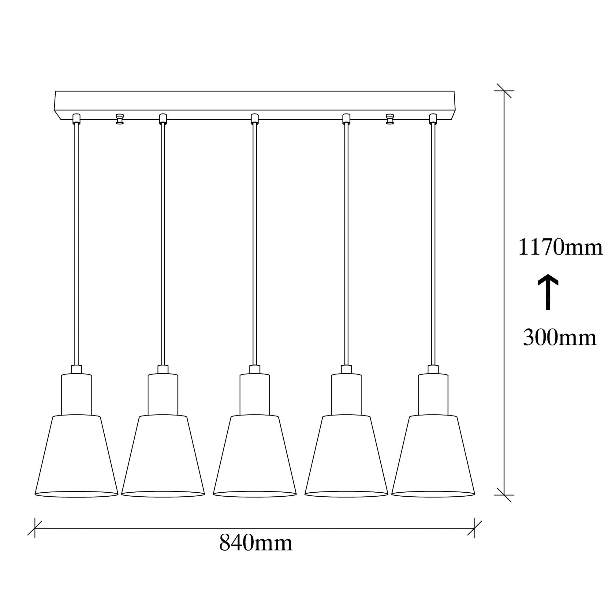 Candeeiro de Teto moderno e elegante, corpo de ferro antigo, 84 x 14 cm, altura 117 cm, ajustável, 5 x E27 máx. 40 W, perfeito para decoração glamorosa e escandinava