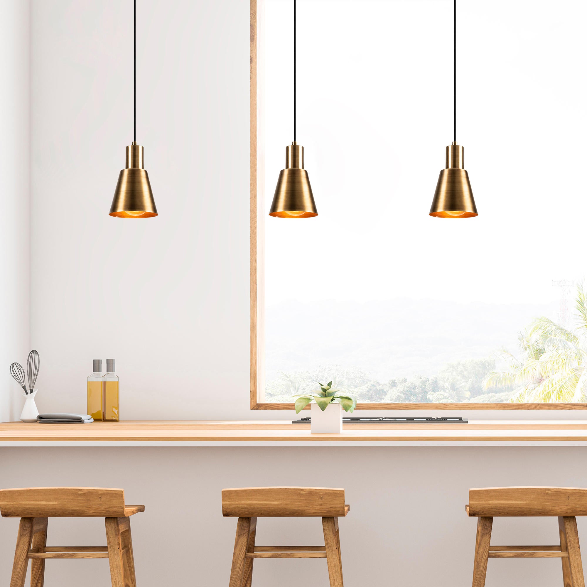 Candeeiro de Teto – 14 cm de Diâmetro – Dourado e Preto – Metálico