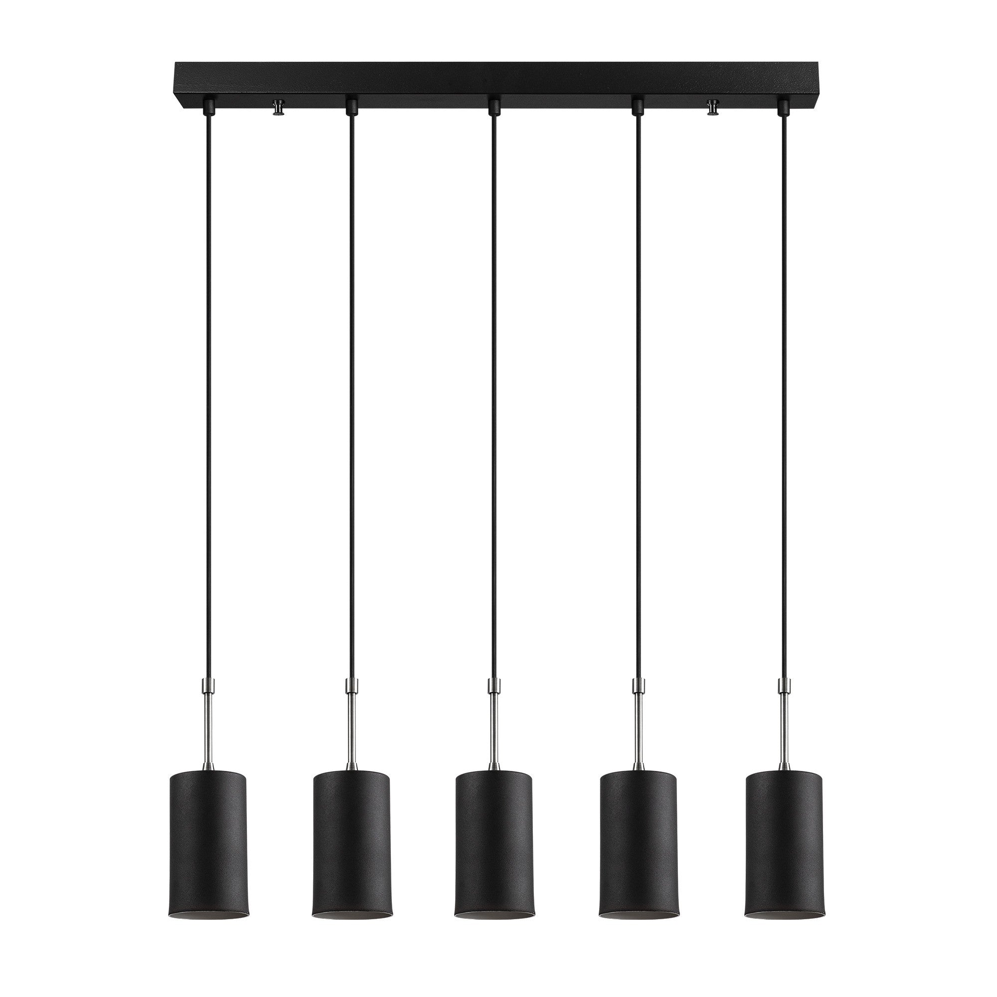Candeeiro de Teto Industrial Moderno – 79 x 9 cm – Preto e Níquel – Metal