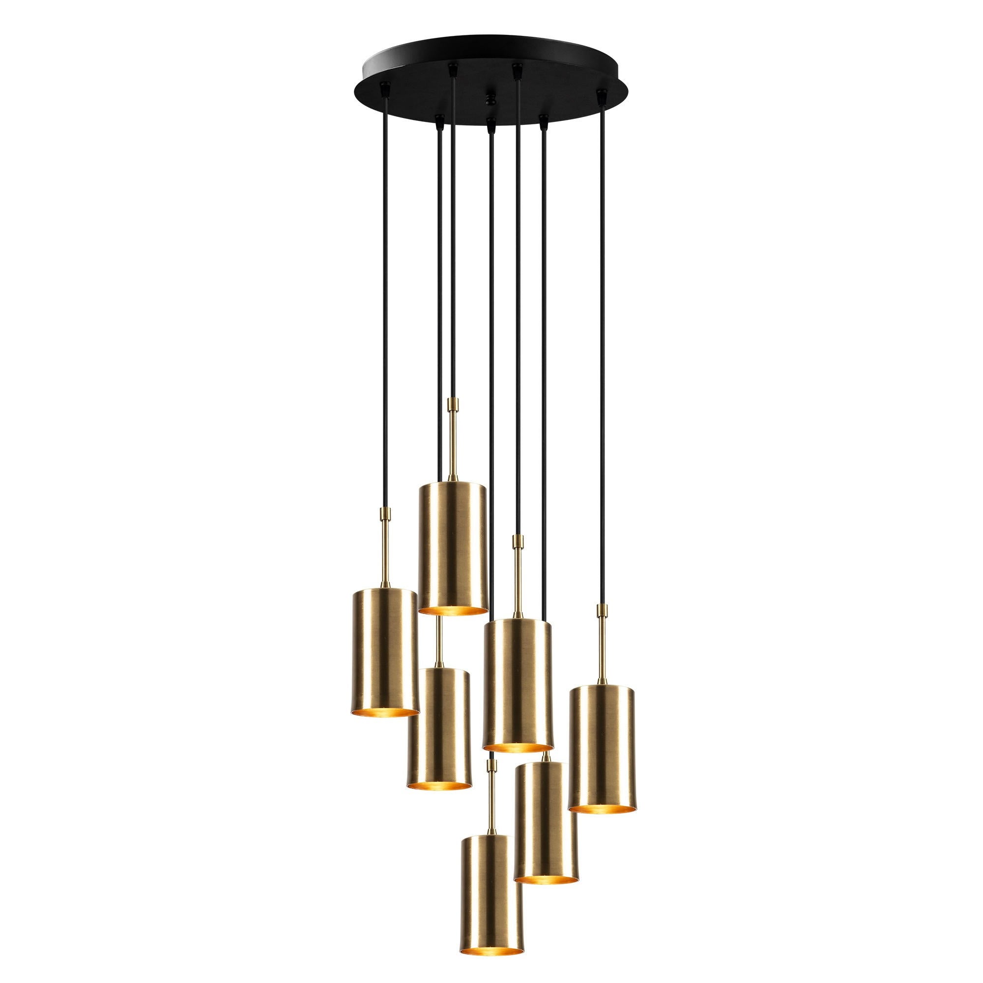 Candeeiro de Teto moderno – 43 cm de diâmetro – Dourado e Preto – Metálico