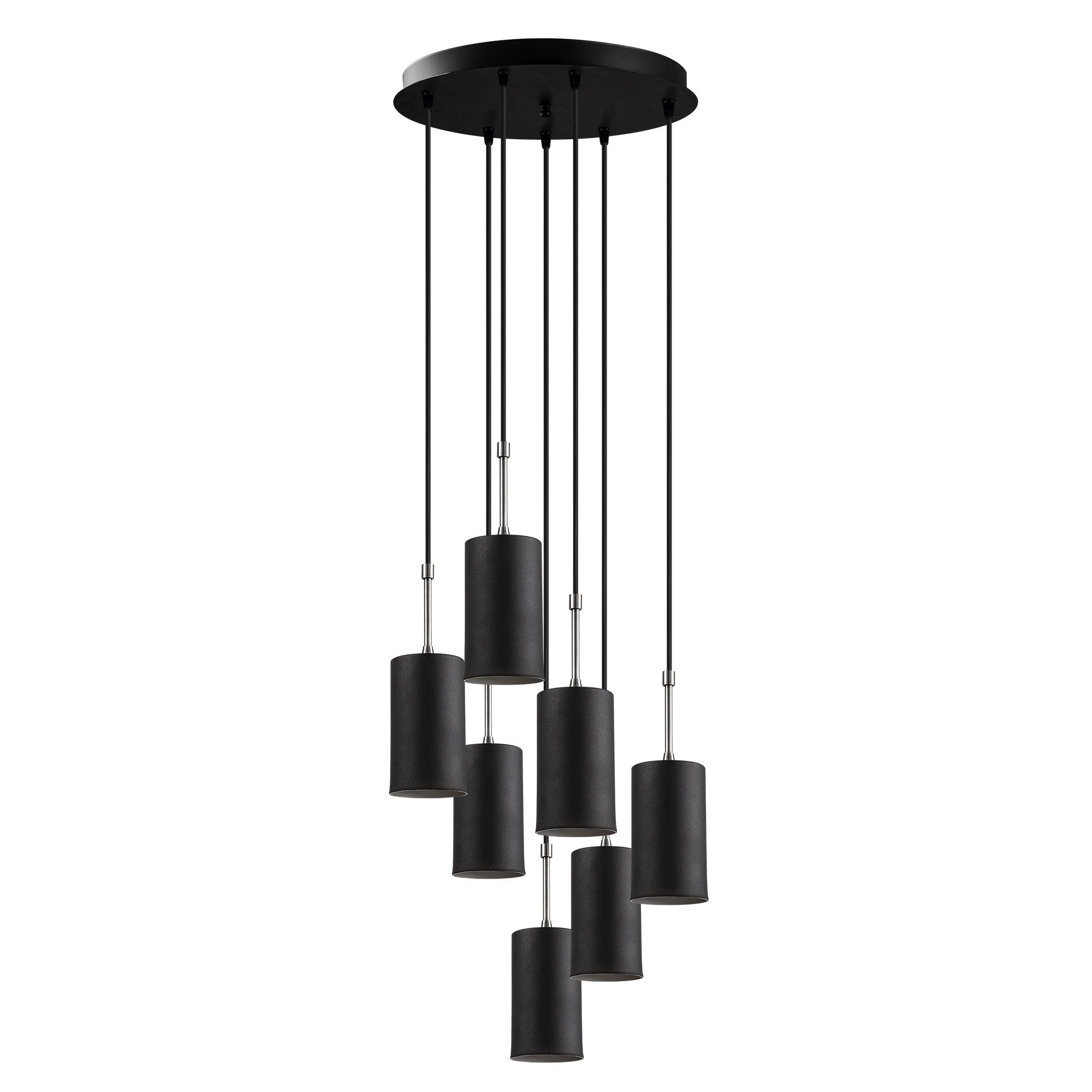 Candeeiro de Teto – 43 cm de diâmetro – Preto e Níquel – Metal