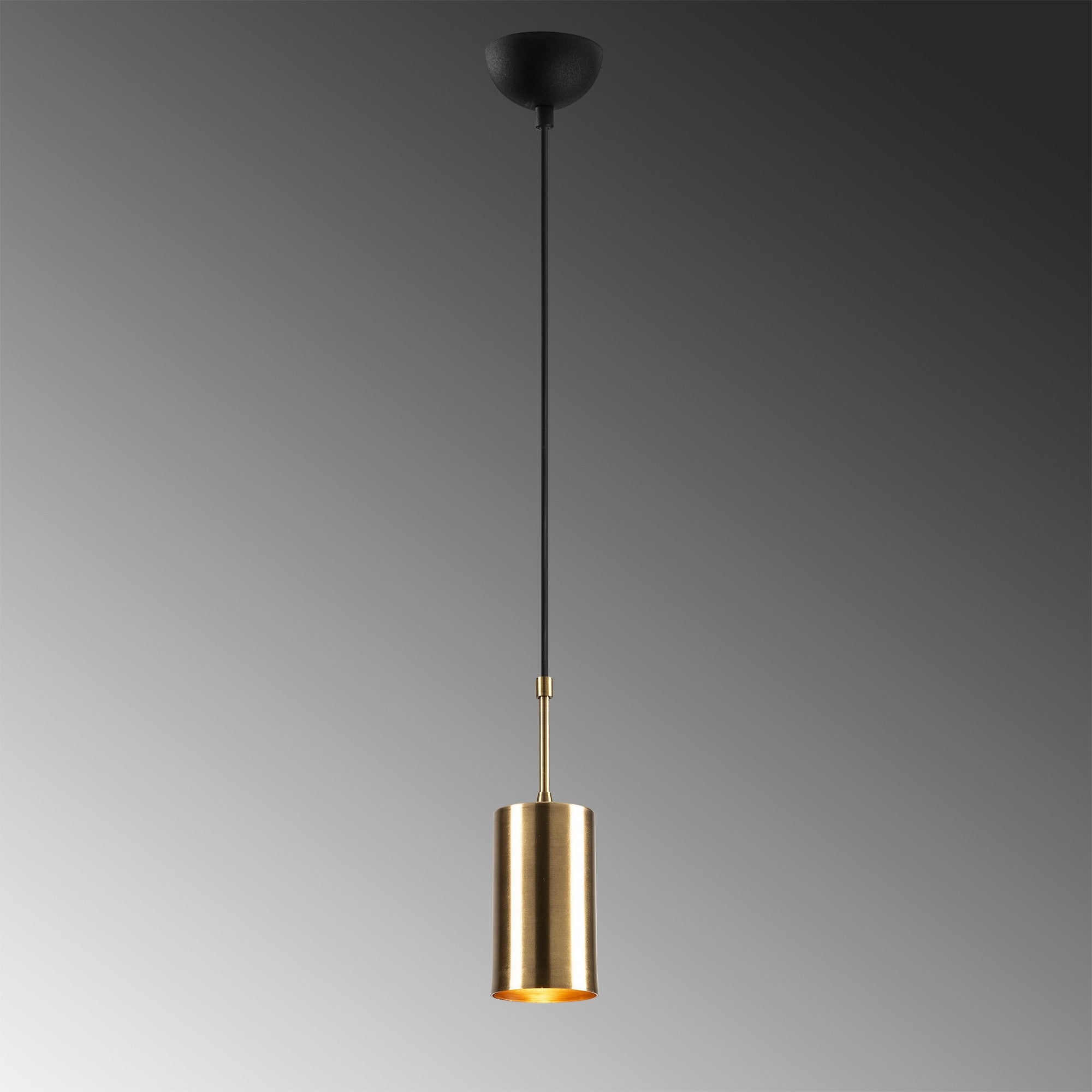 Candeeiro de Teto Moderno – 124 cm de Altura – Dourado e Preto – Metal