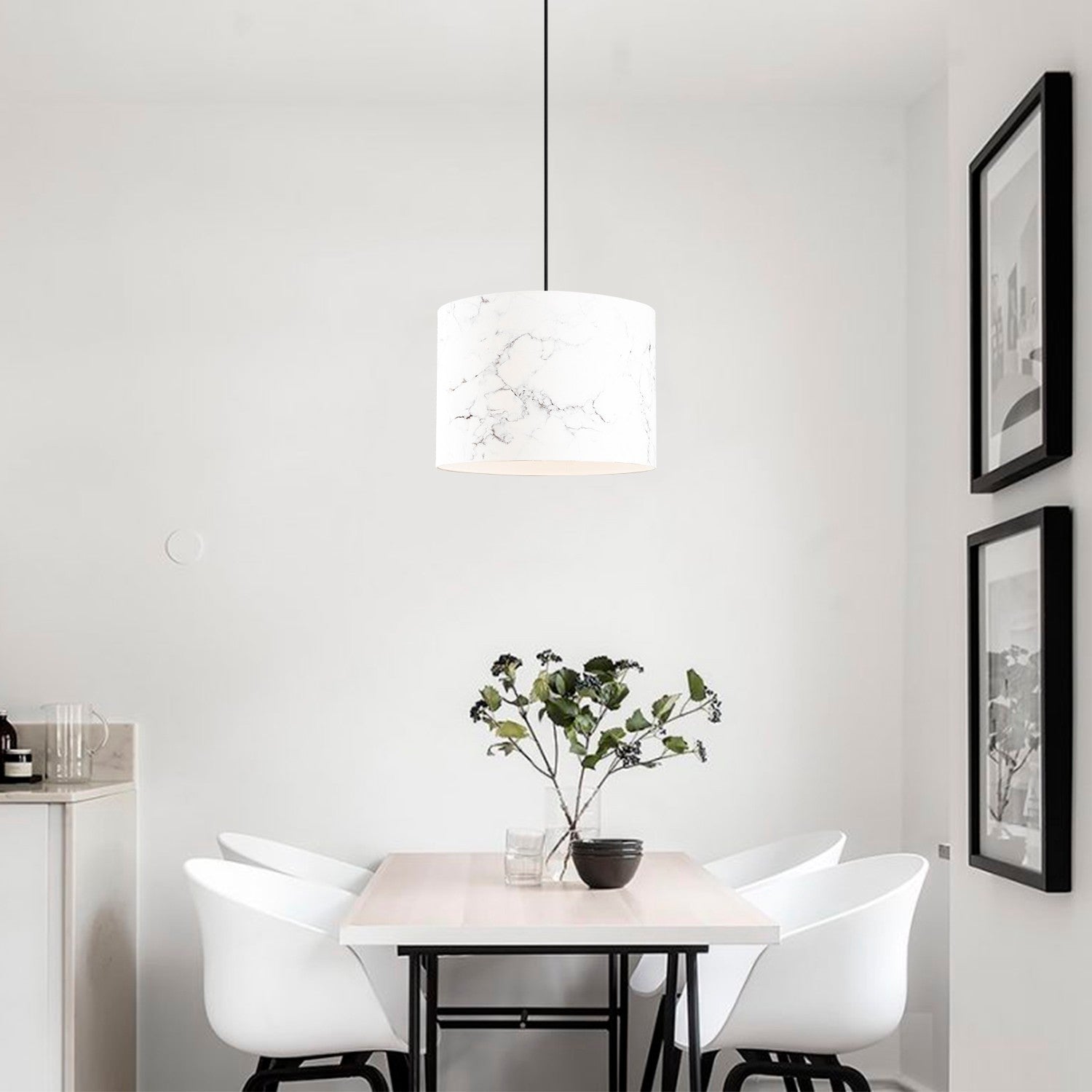 Candeeiro de Teto – 40 cm de Diâmetro – Corpo em Metal – Mármore