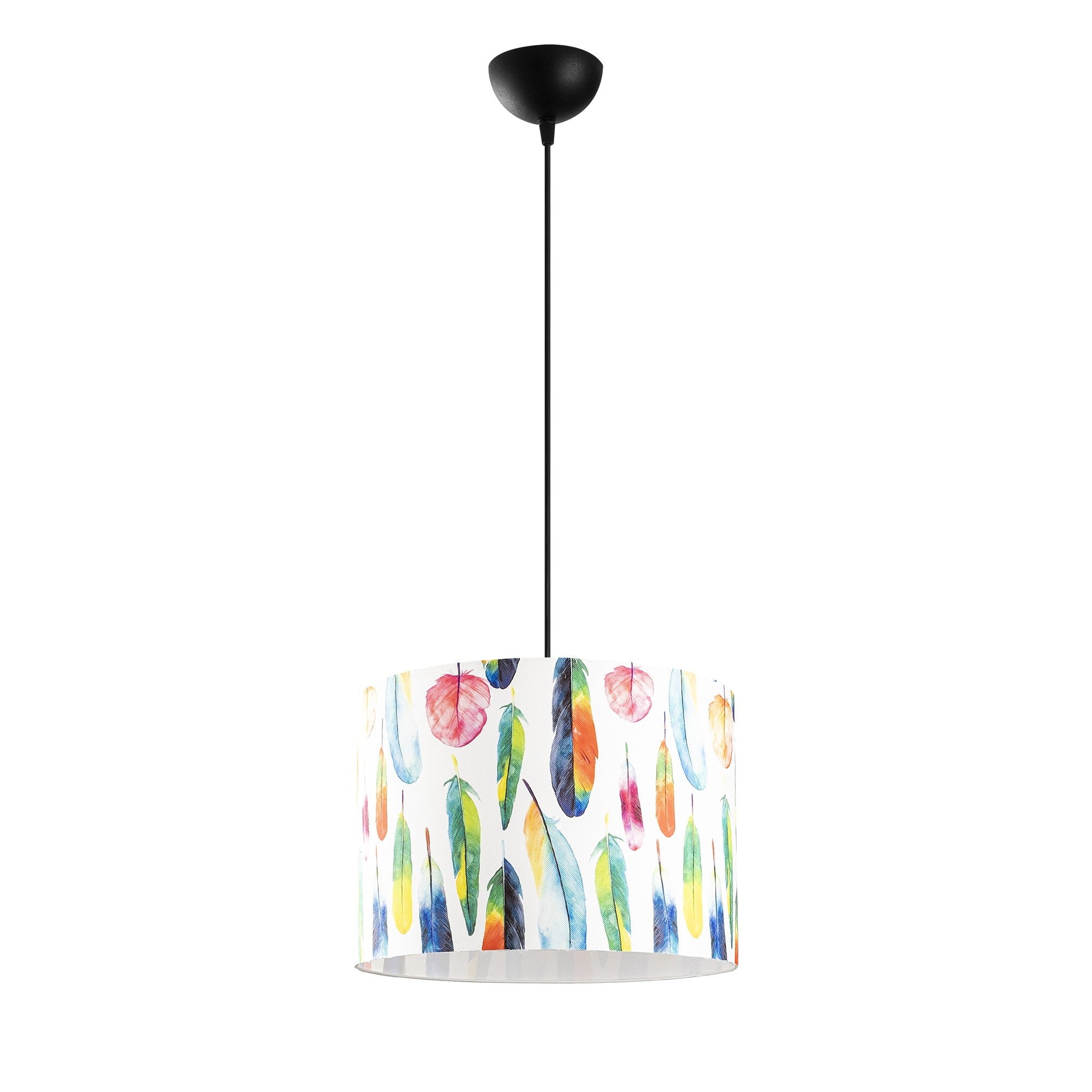 Candeeiro de Teto moderno com corpo de metal e tampa de tecido, 40 cm de diâmetro, 124 cm de altura | Ajustável, soquete E27, design floral elegante para decoração de casa