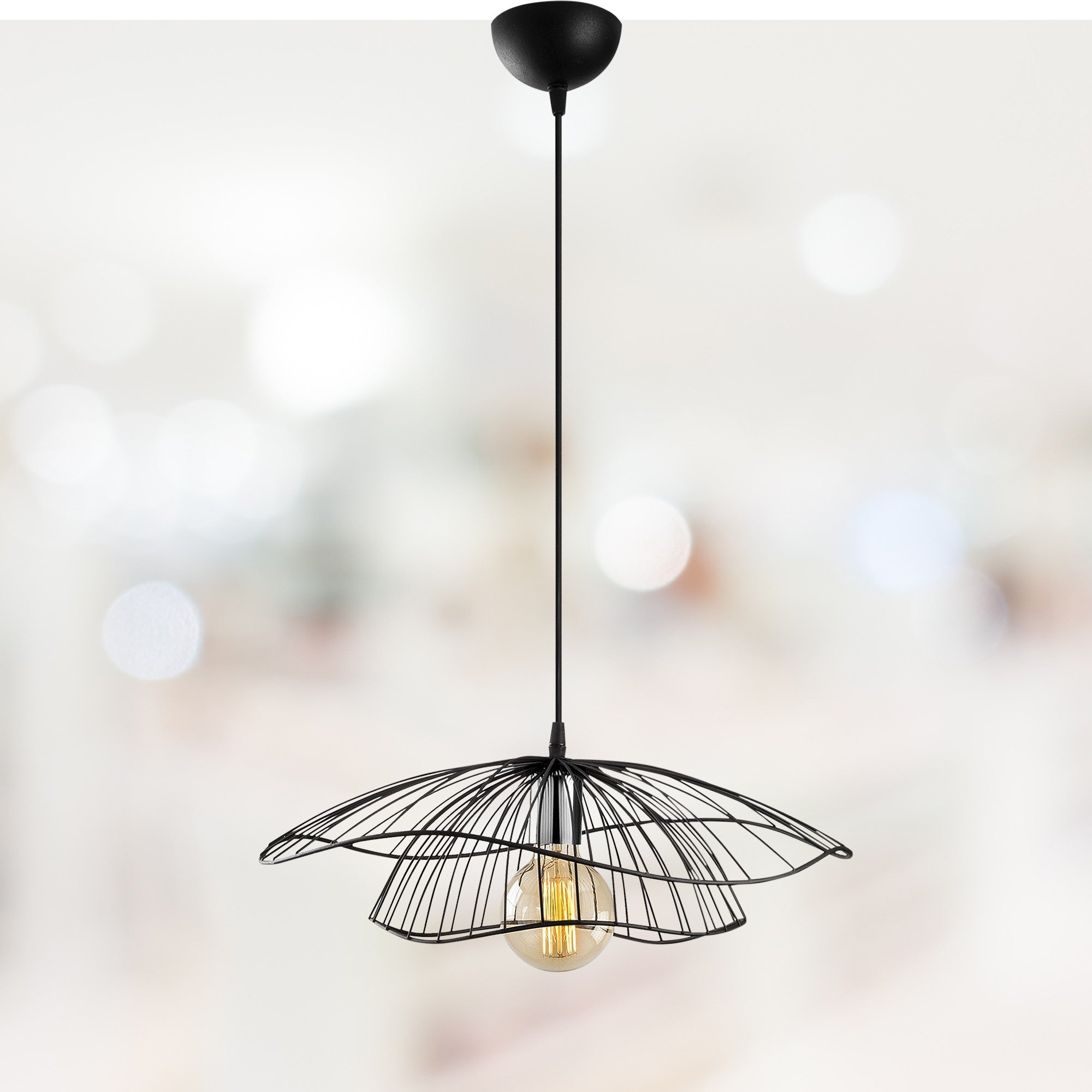 Candeeiro de Teto – 50 cm de Diâmetro – Preto – Metal