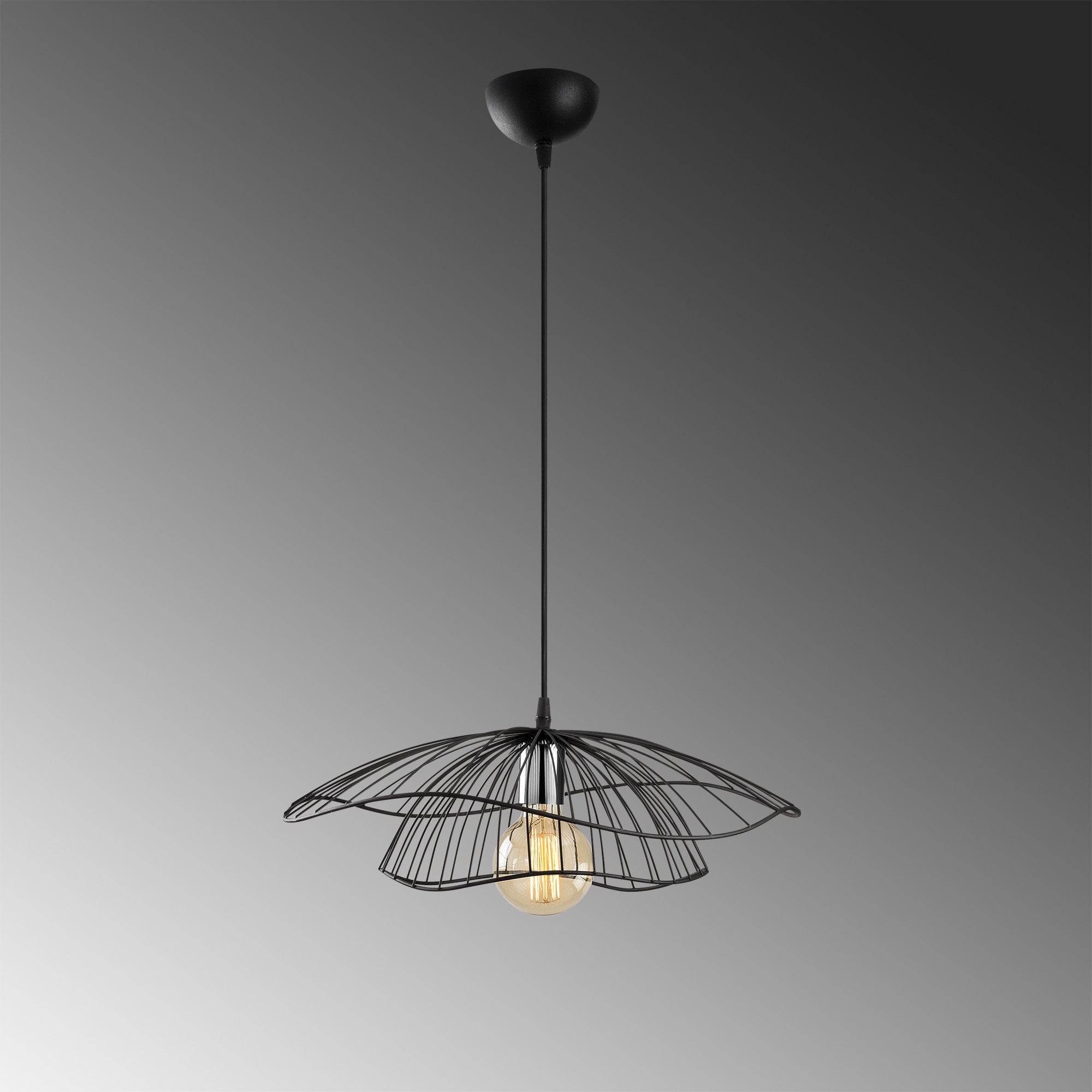 Candeeiro de Teto – 50 cm de Diâmetro – Preto – Metal