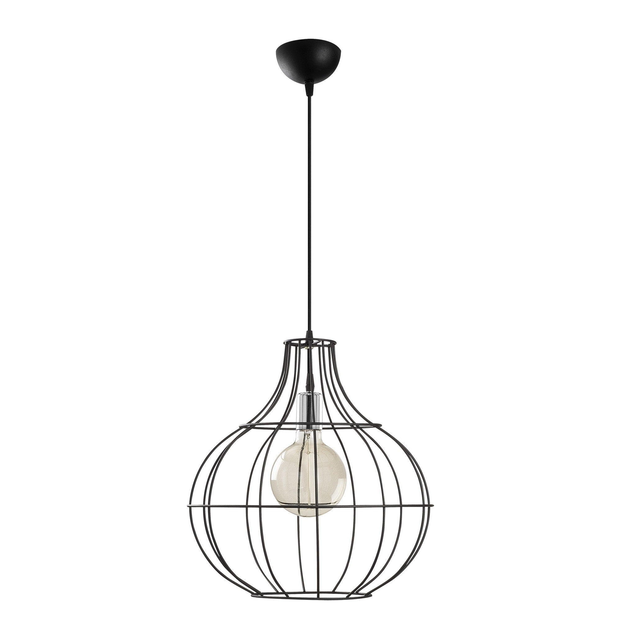 Candeeiro de Teto Preto Moderno, Corpo em Metal, 40 cm de Diâmetro, 141 cm de Altura, Ajustável, Soquete E27, IP20 | Design Industrial Elegante para Casa e Escritório