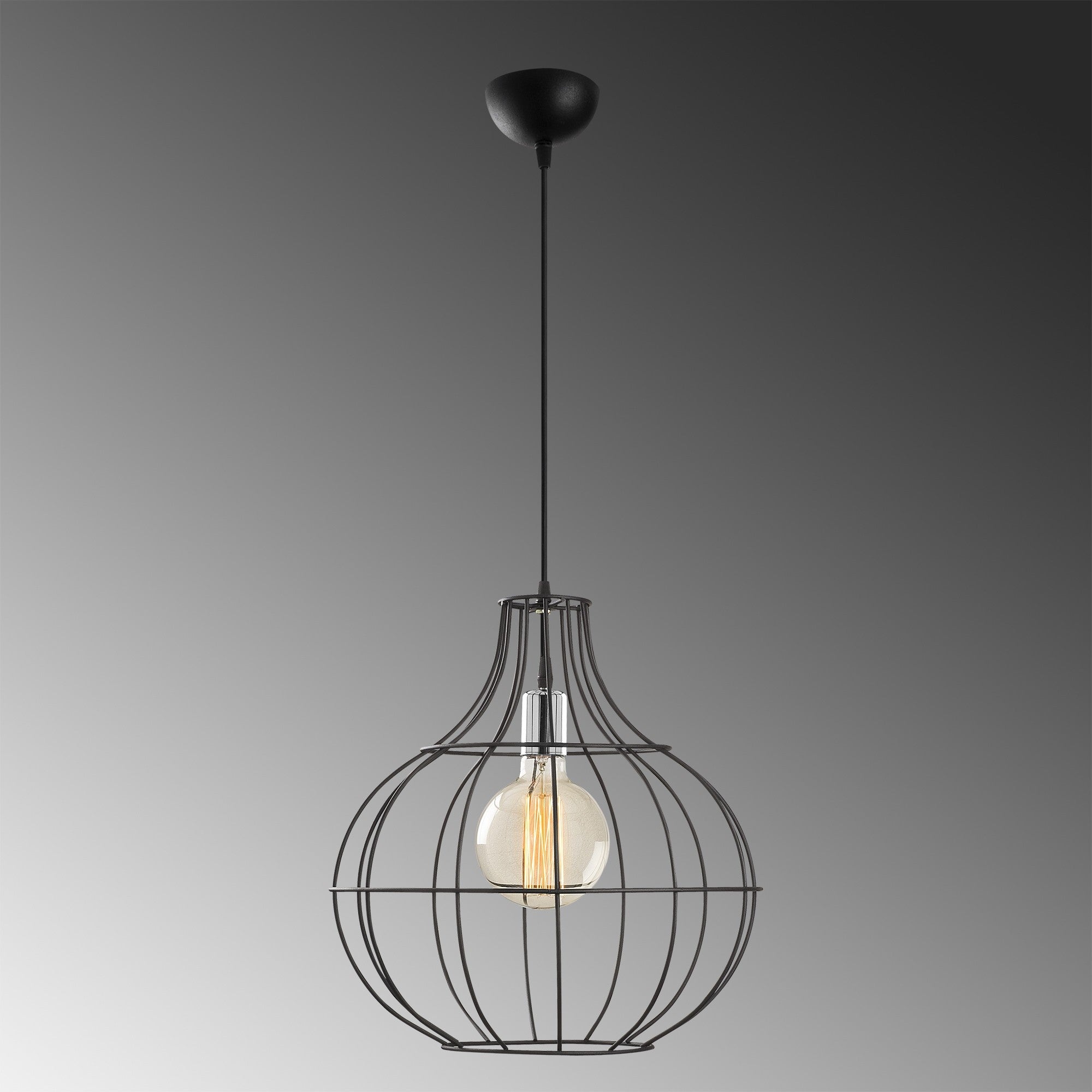 Candeeiro de Teto Preto Moderno, Corpo em Metal, 40 cm de Diâmetro, 141 cm de Altura, Ajustável, Soquete E27, IP20 | Design Industrial Elegante para Casa e Escritório