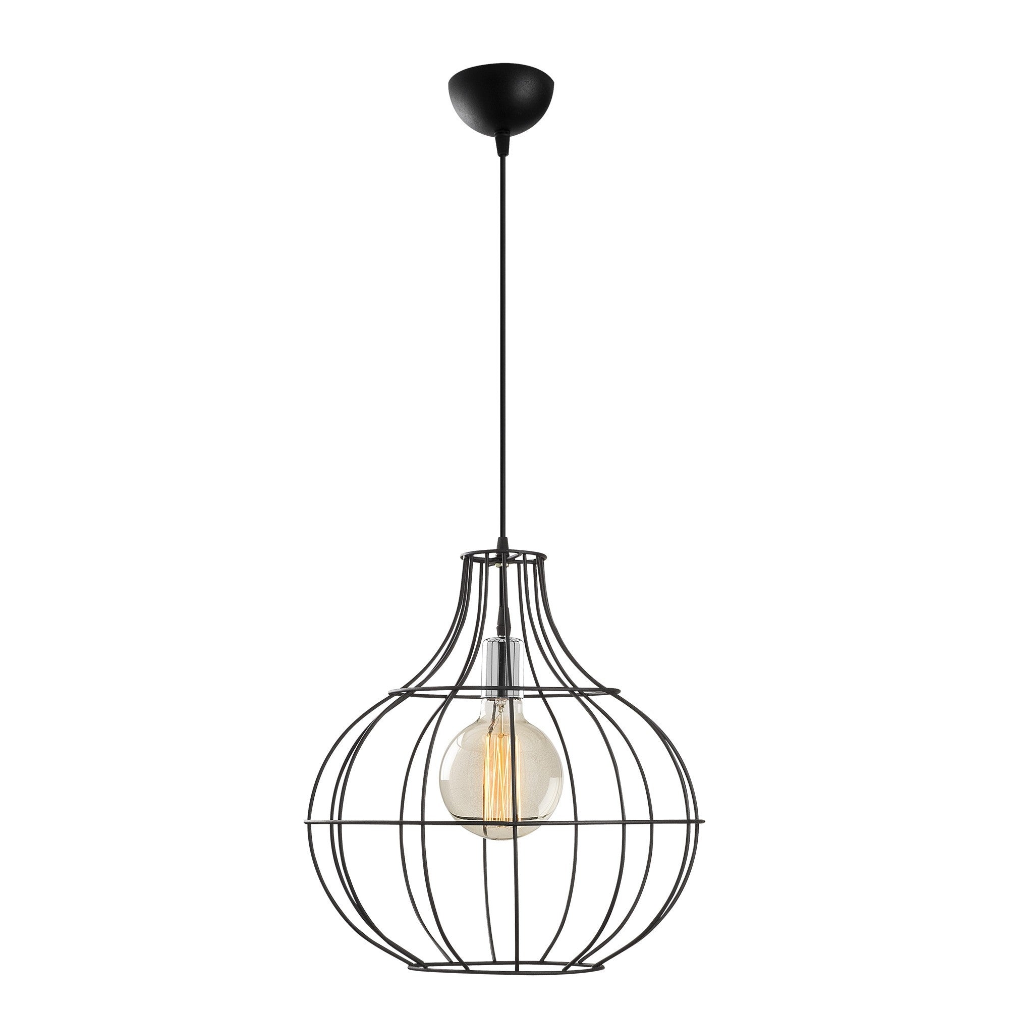 Candeeiro de Teto Preto Moderno, Corpo em Metal, 40 cm de Diâmetro, 141 cm de Altura, Ajustável, Soquete E27, IP20 | Design Industrial Elegante para Casa e Escritório
