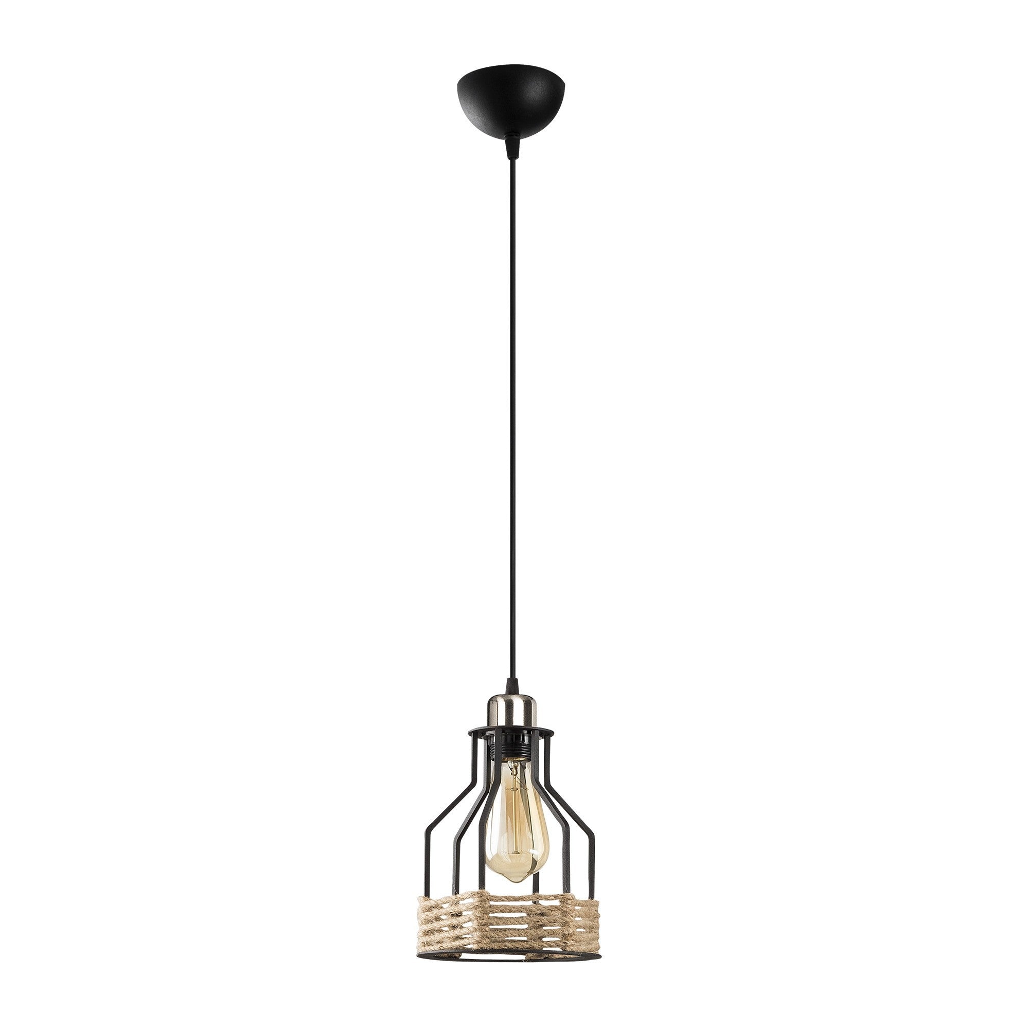 Candeeiro de Teto Industrial Preto, Corpo em Metal, 17 cm de Diâmetro, 127 cm de Altura, Ajustável, Soquete E27, IP20 | Perfeito para Decoração e Iluminação Moderna