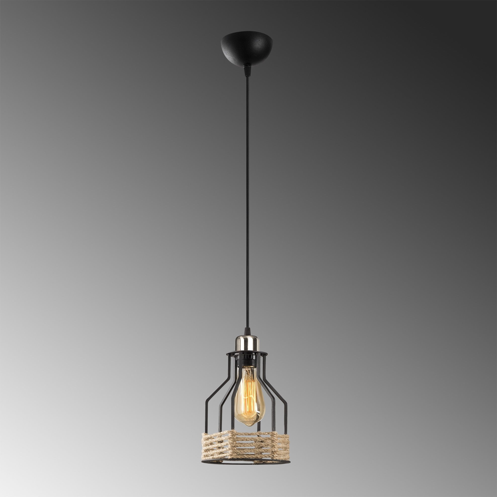 Candeeiro de Teto Industrial Preto, Corpo em Metal, 17 cm de Diâmetro, 127 cm de Altura, Ajustável, Soquete E27, IP20 | Perfeito para Decoração e Iluminação Moderna