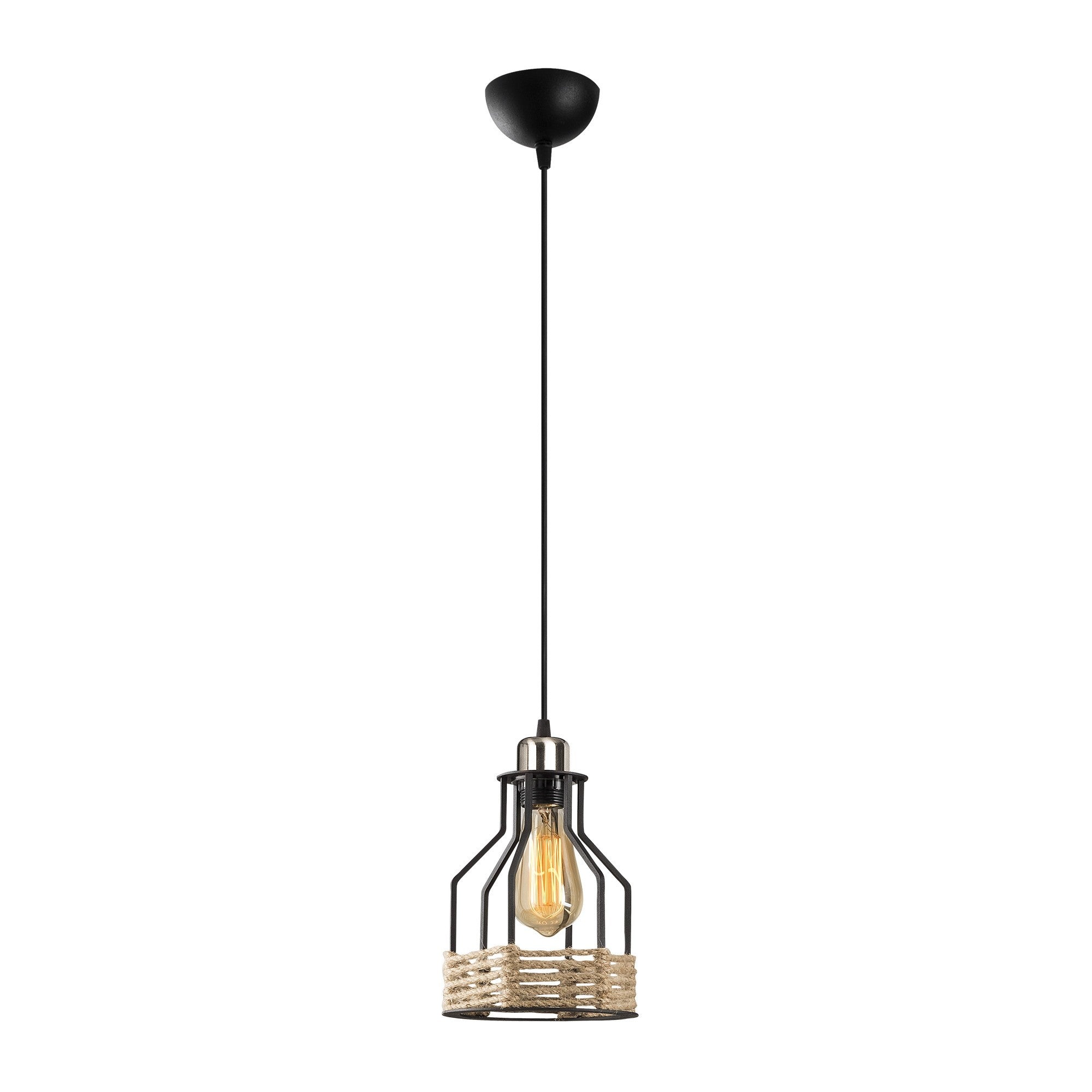 Candeeiro de Teto Industrial Preto, Corpo em Metal, 17 cm de Diâmetro, 127 cm de Altura, Ajustável, Soquete E27, IP20 | Perfeito para Decoração e Iluminação Moderna