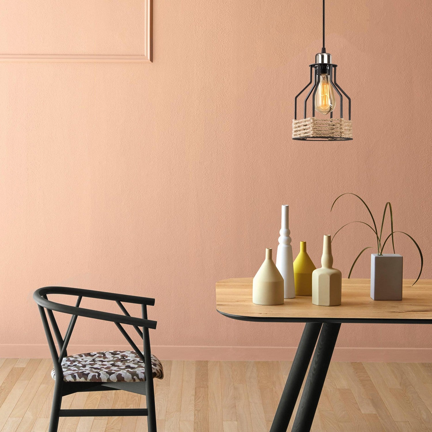 Candeeiro de Teto industrial moderno, corpo de metal preto, 77 x 17 cm, altura 131 cm, ajustável, soquete E27, perfeito para decoração de cabanas e chalés