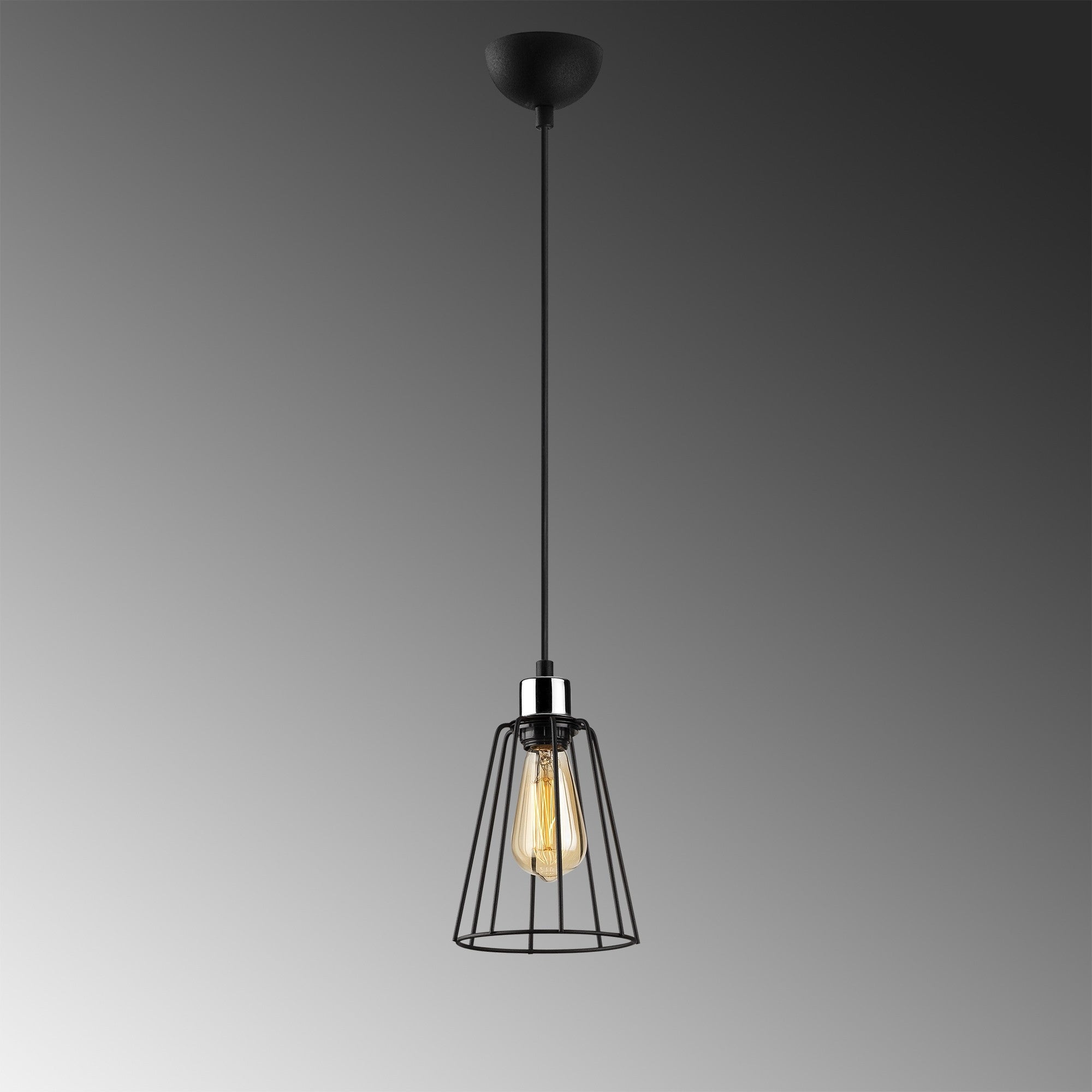 Candeeiro de Teto Industrial – 15 cm de Diâmetro – Preto – Metal