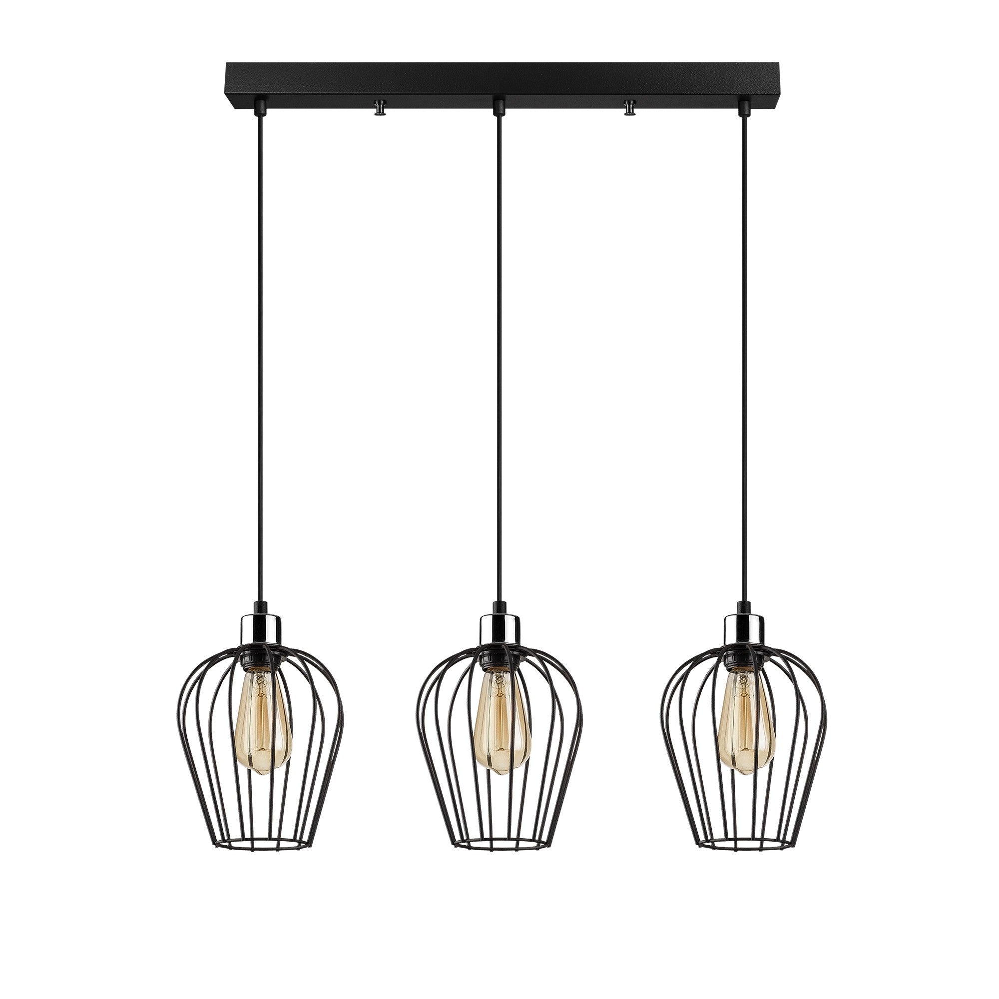 Candeeiro de Teto Industrial – 70 x 20 cm – Preto – Ferro