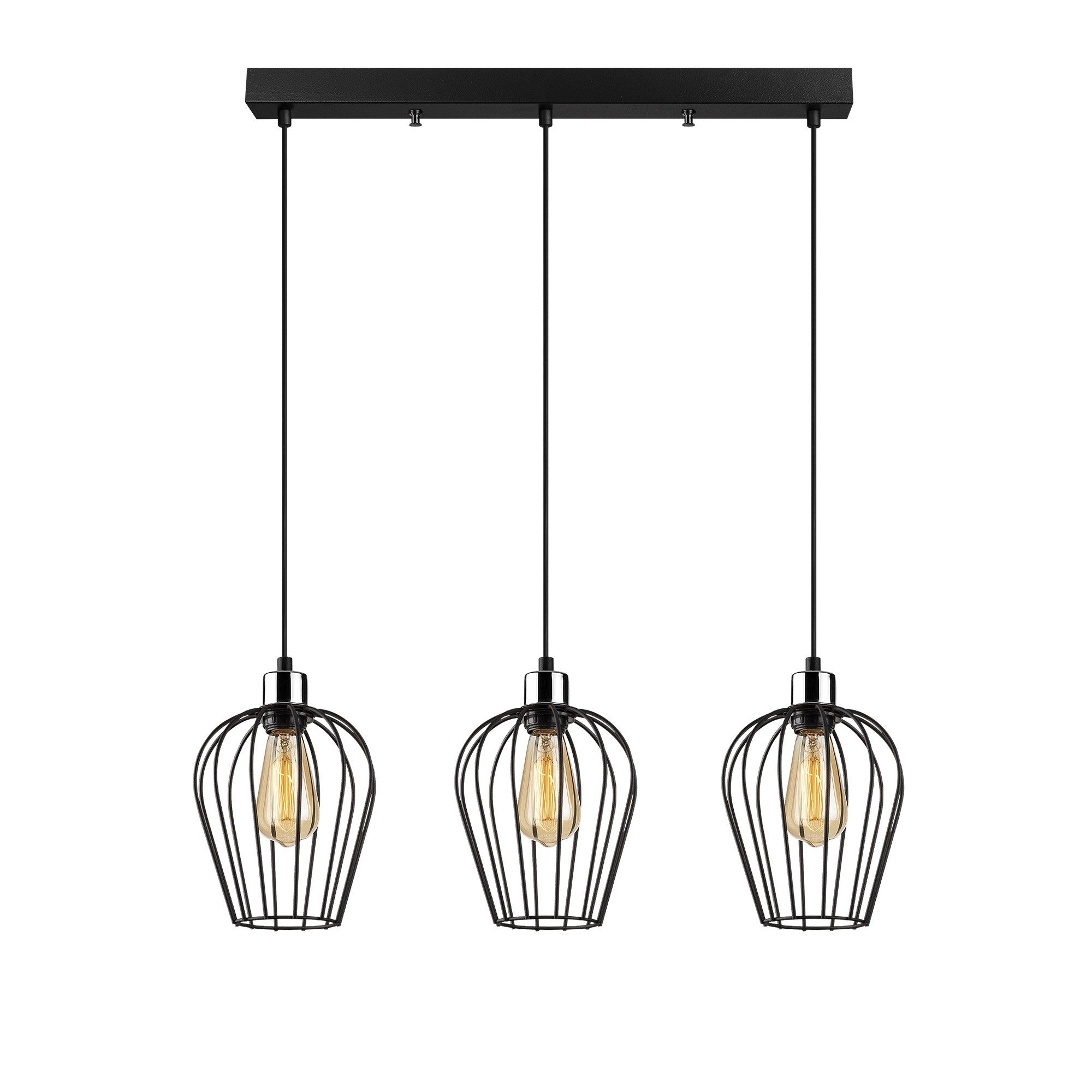 Candeeiro de Teto Industrial – 70 x 20 cm – Preto – Ferro