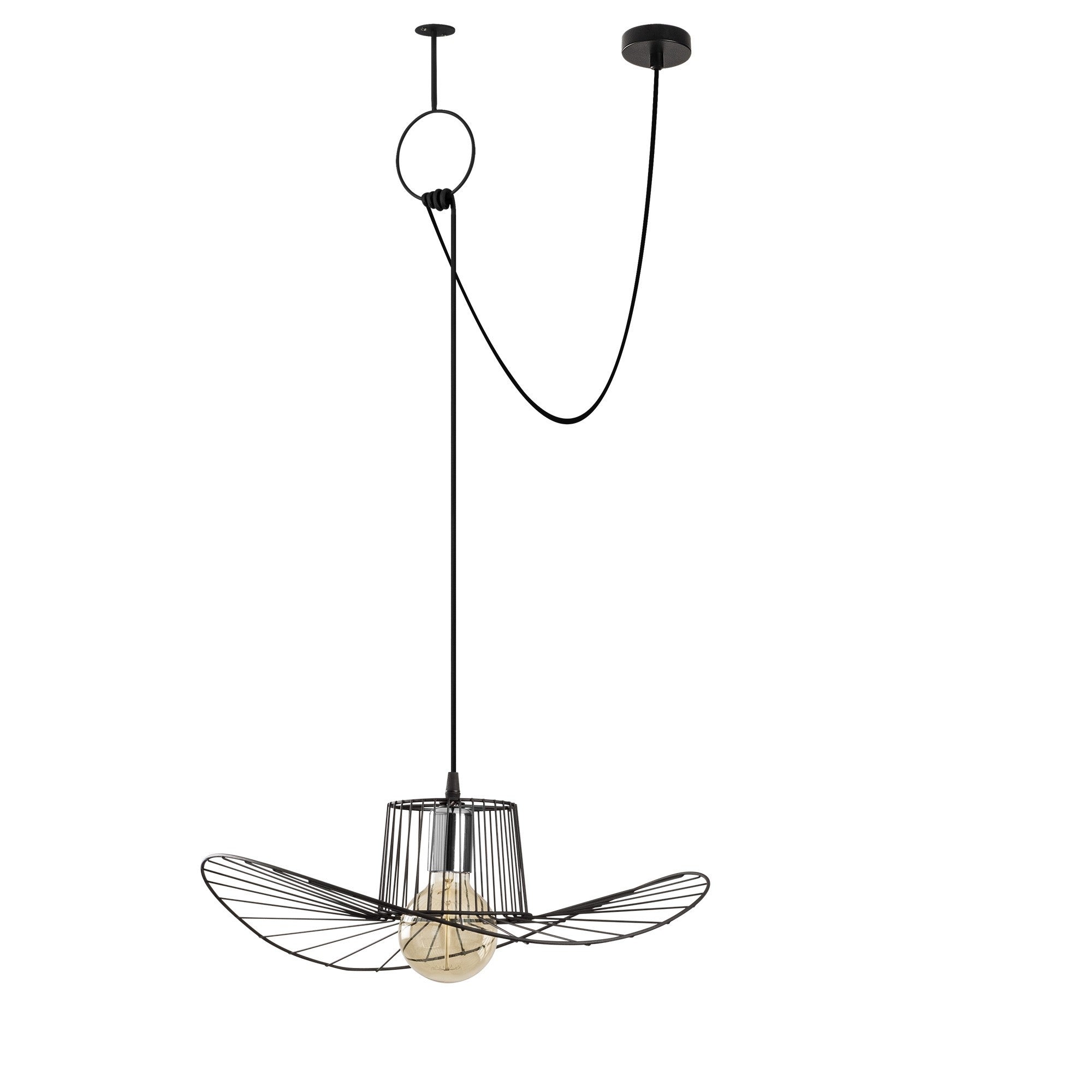 Candeeiro de Teto – 67-82 cm de altura – Preto – Ferro