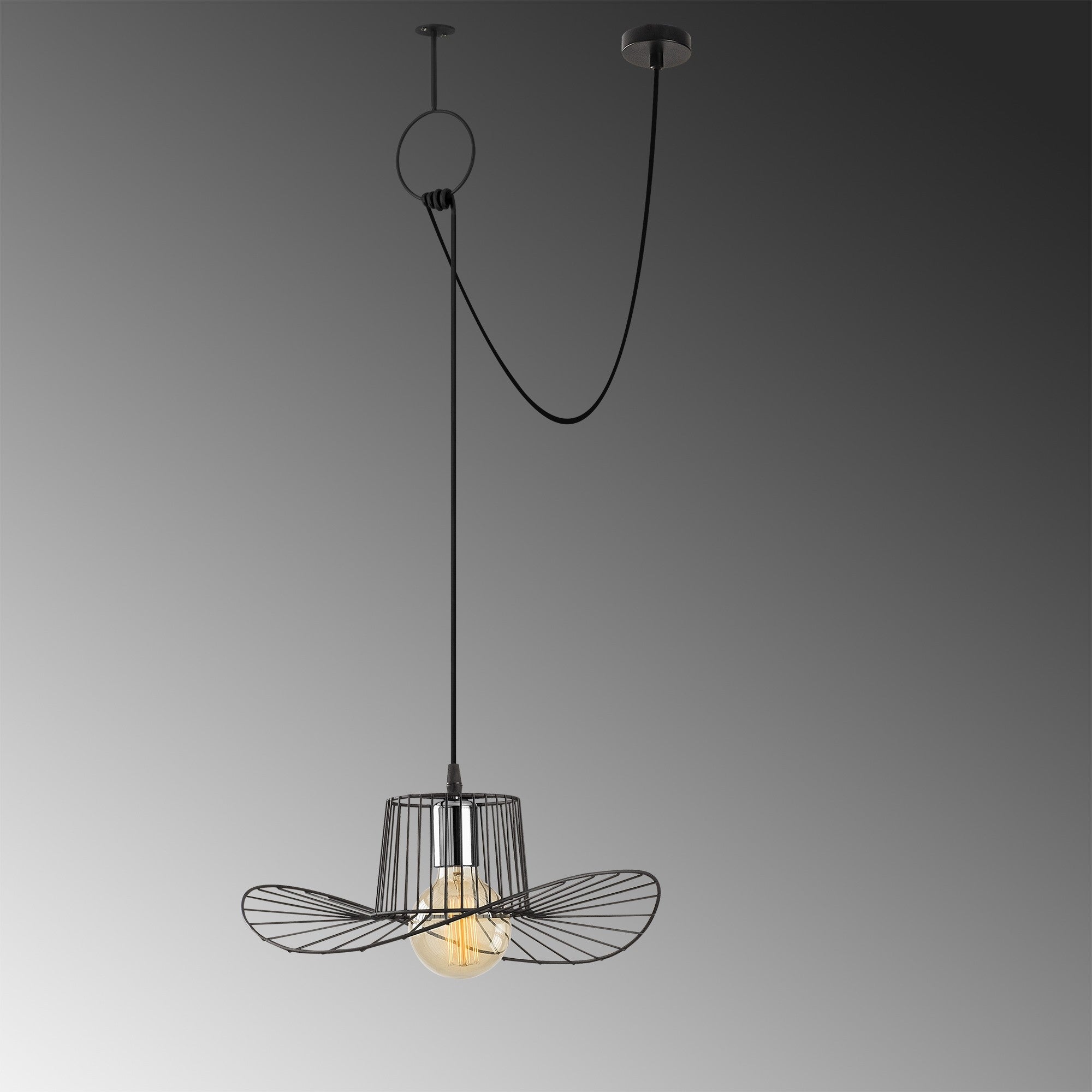 Candeeiro de Teto – 98 x 38 cm – preto – metal