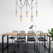 Candeeiro de Teto Elegante Preto e Níquel, 100 cm de Diâmetro, Altura Ajustável, 5 Soquetes E27 | Iluminação Elegante para Espaços Modernos, Inclui Instruções de Instalação