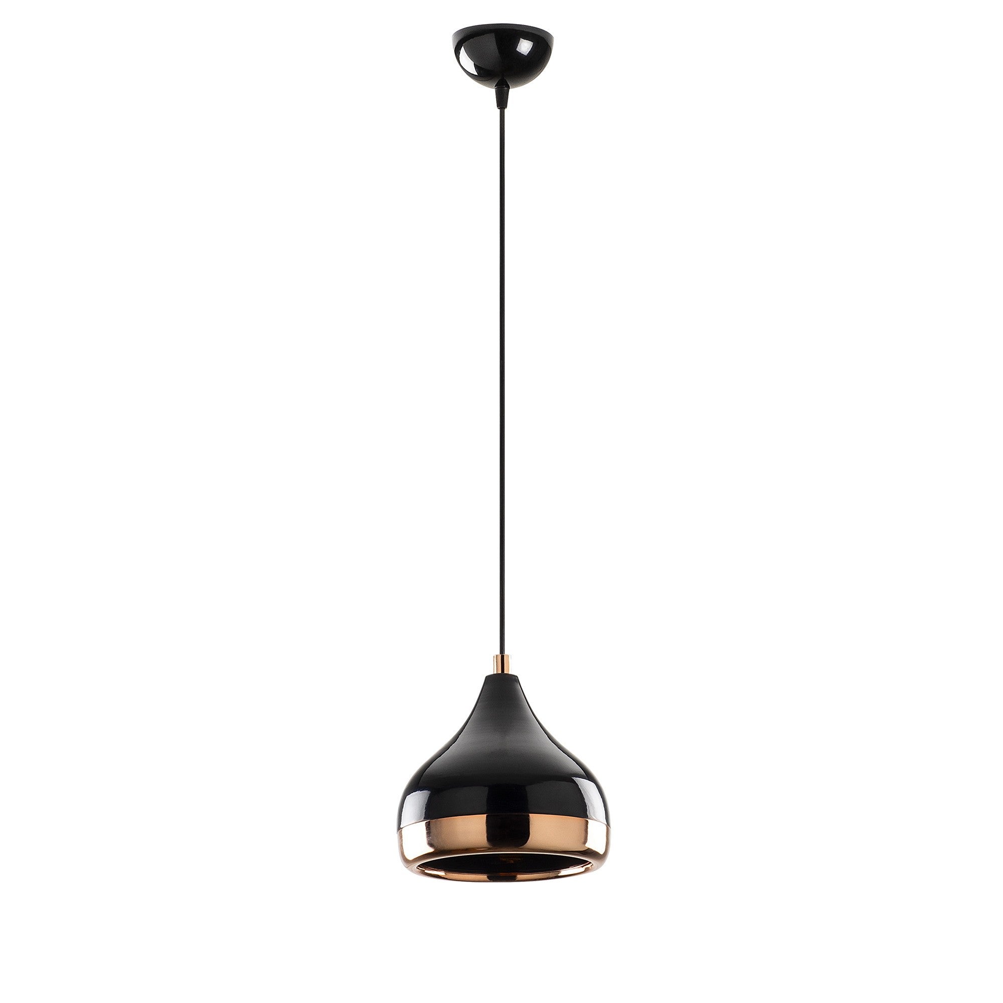 Candeeiro de Teto Moderno – 17 cm de Diâmetro – Preto e Cobre – Ferro