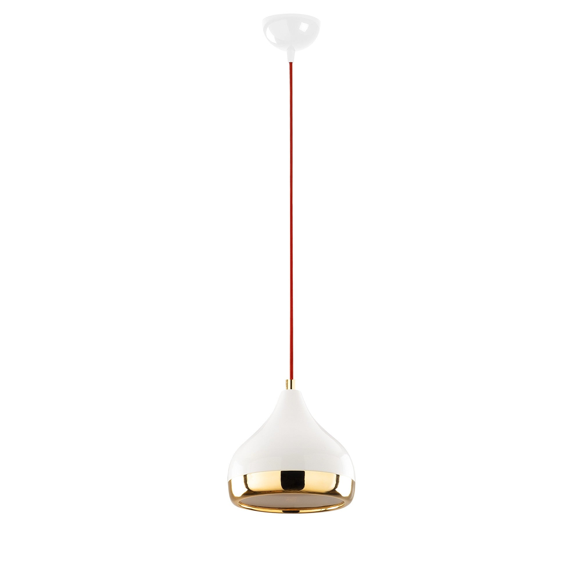Candeeiro de Teto – 17 cm de diâmetro – Branco, vermelho e dourado – Metal