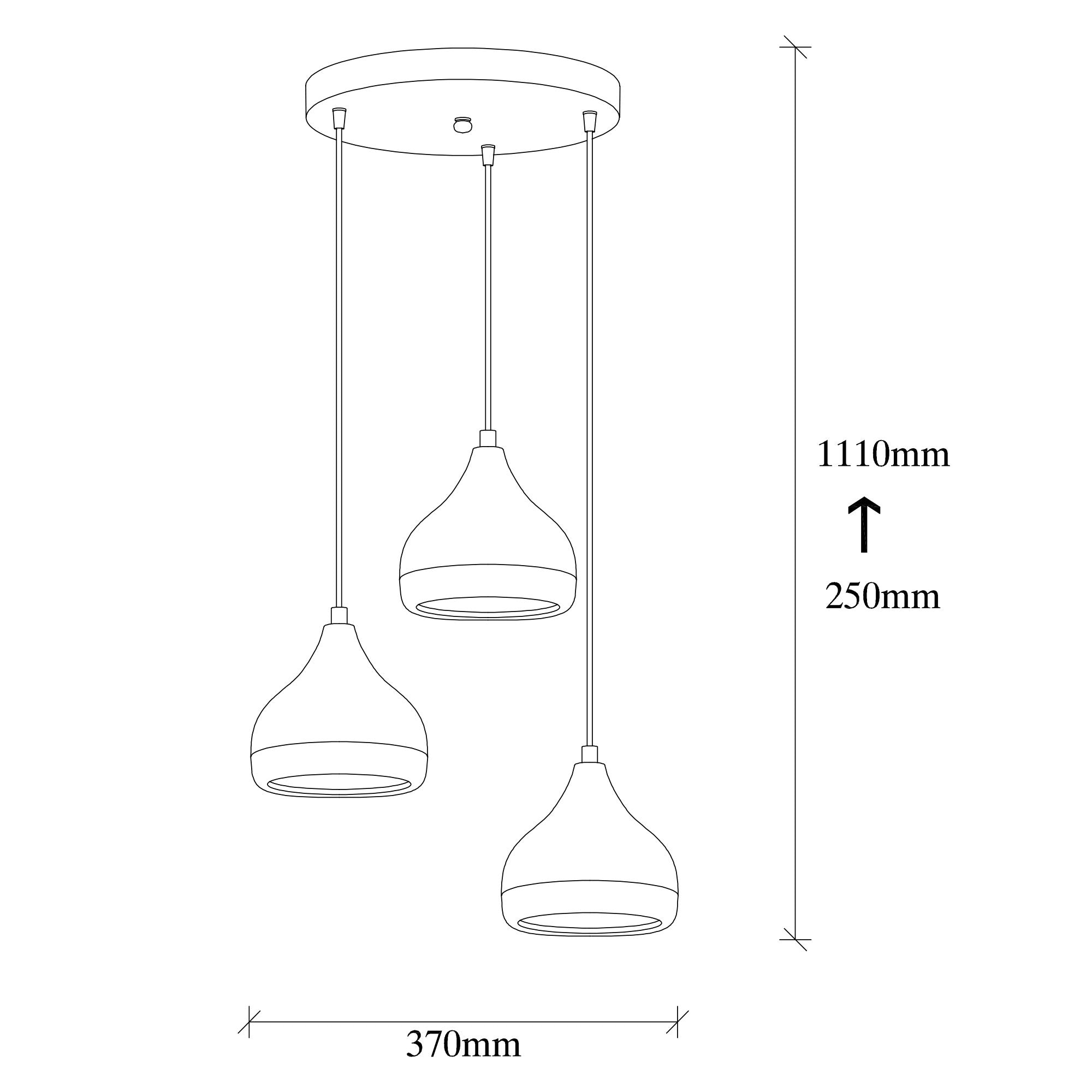 Candeeiro de Teto – 37 cm de diâmetro – preto e cobre – metal